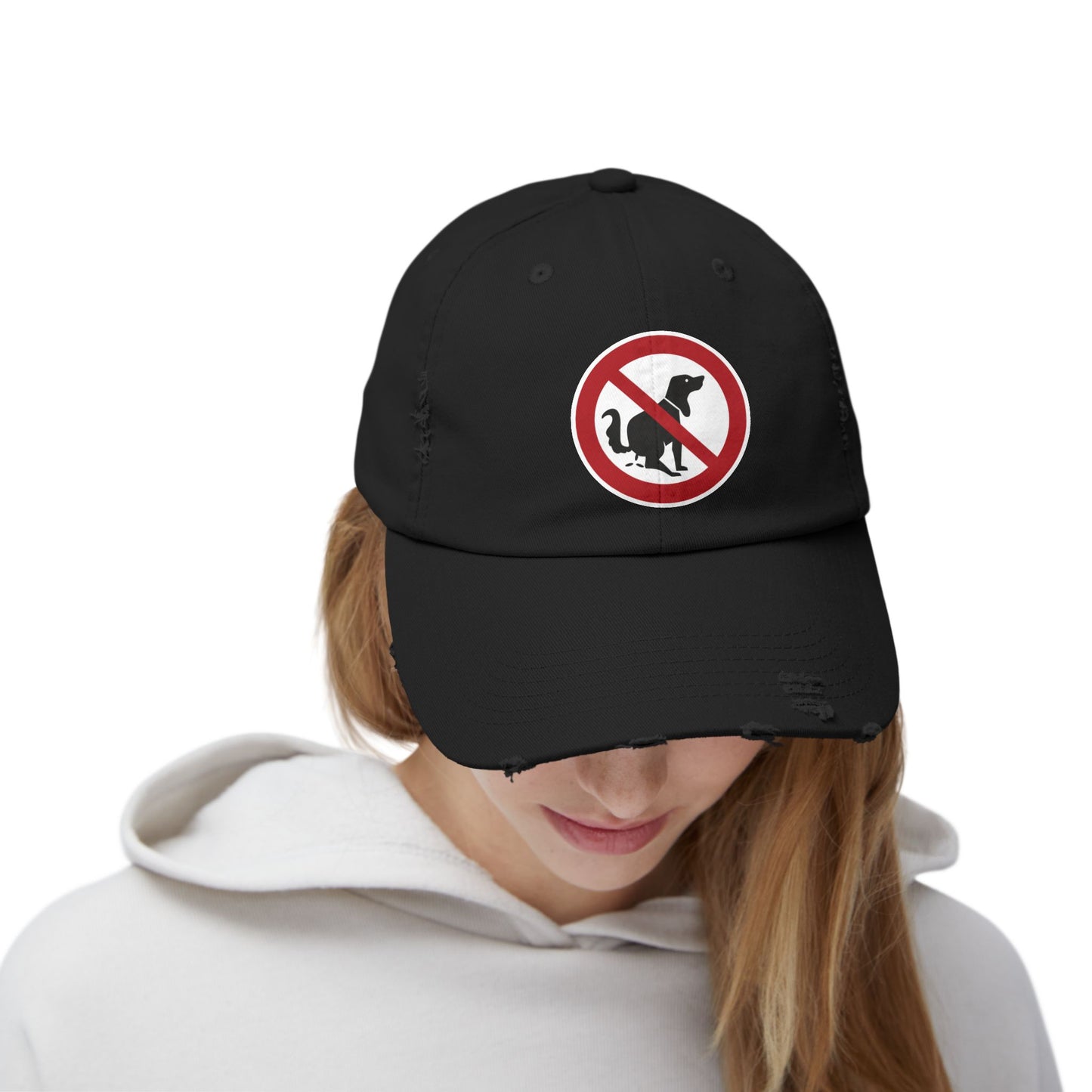 Unisex Distressed Cap with No Dogs Allowed Design | Casual Wear, Dog Owners Gift, Trendy Cap for Pet Lovers, Outdoor Style
