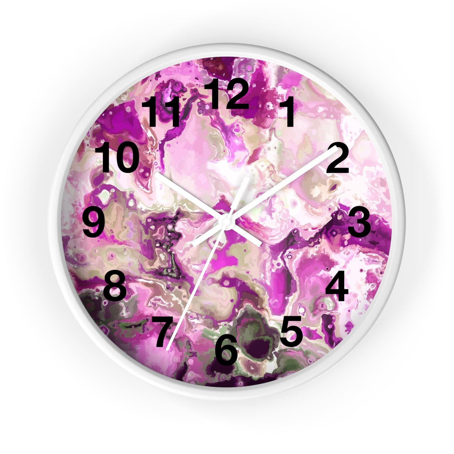 Elegant Pink Swirl Wall Clock Home Decor, Gift for Her, Modern Design, Office Wall Art, Functional Art