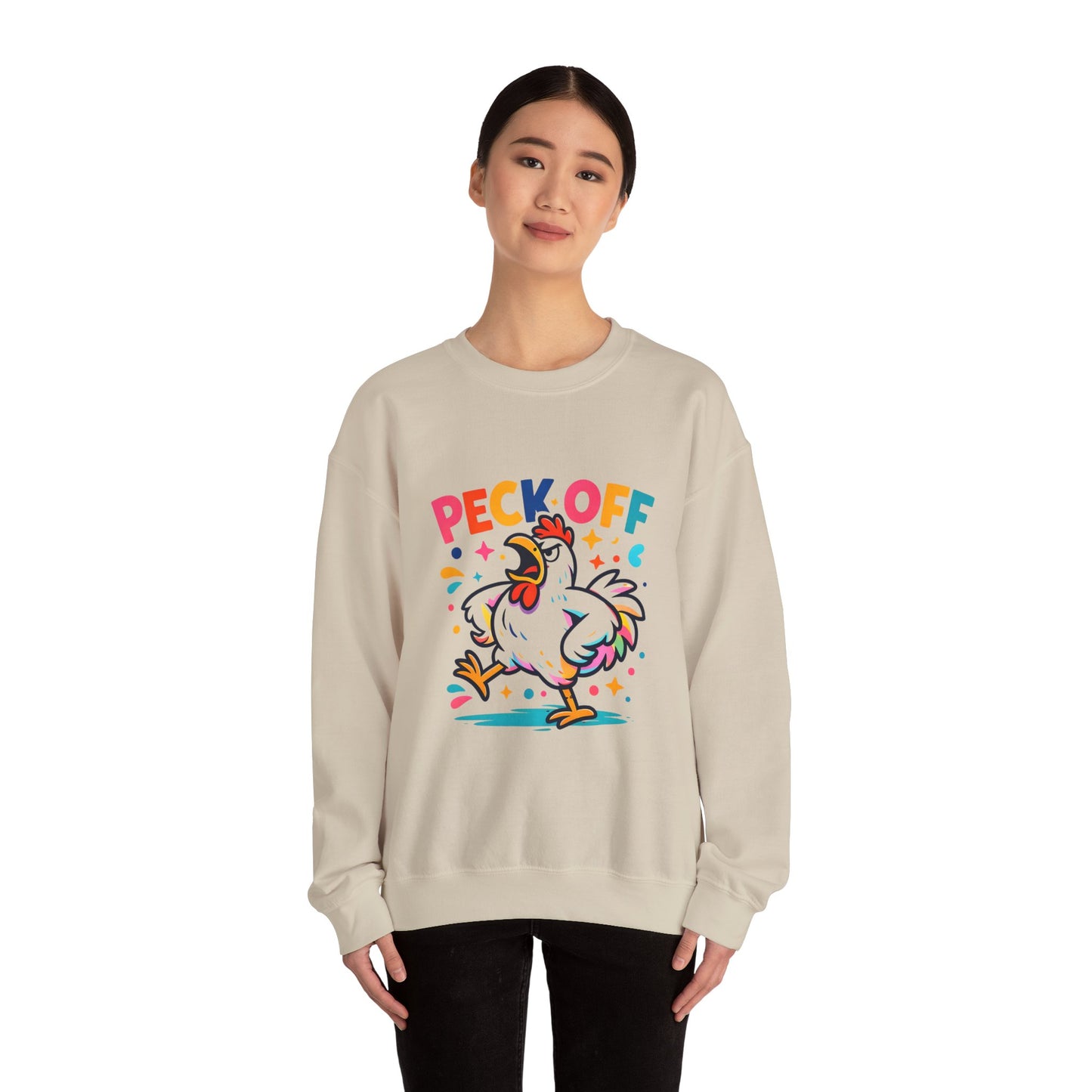 Peck Off Crewneck Sweatshirt – Funny Chicken Graphic Pullover