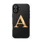 Custom Phone Case with Gold Letter A, Monogrammed Gift, Tough Protective Case, Personalized Phone Accessory, Unique Phone Cover