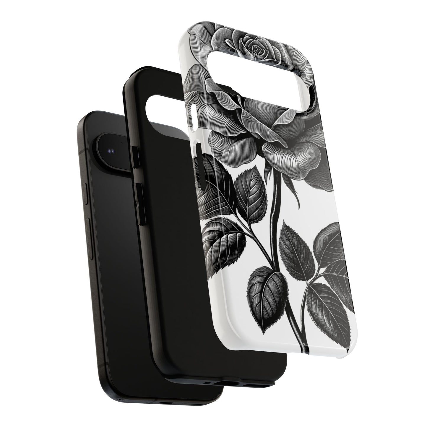 Elegant Floral Phone Case - Tough Cases, Black Rose Design, Floral Phone Cover, Stylish Phone Accessory, Gift for Her, Mother's Day