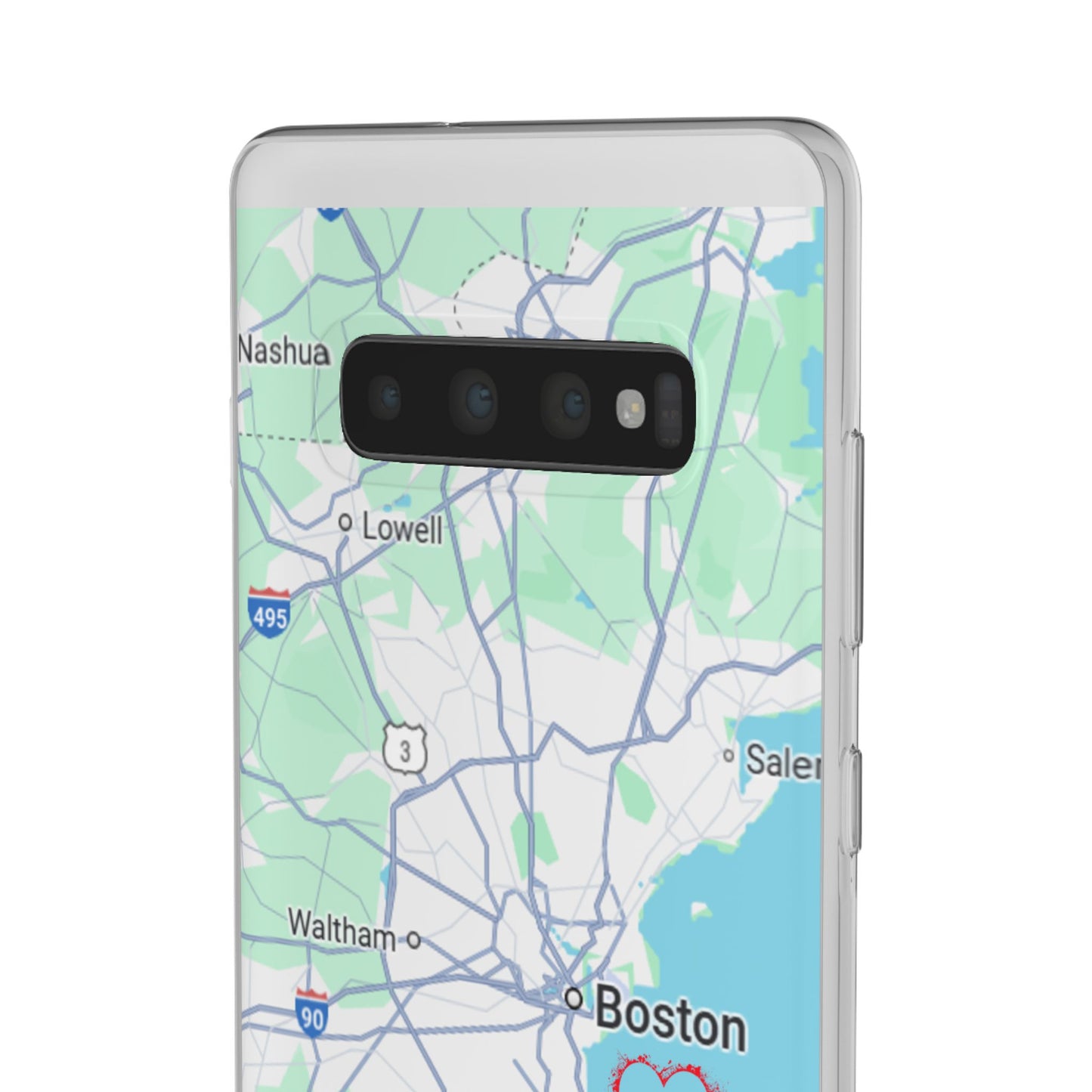 Boston Map Flexi Case for iPhone, Custom Location Phone Case, Unique Gift, Boston Heart Design, Travel Lover Accessory