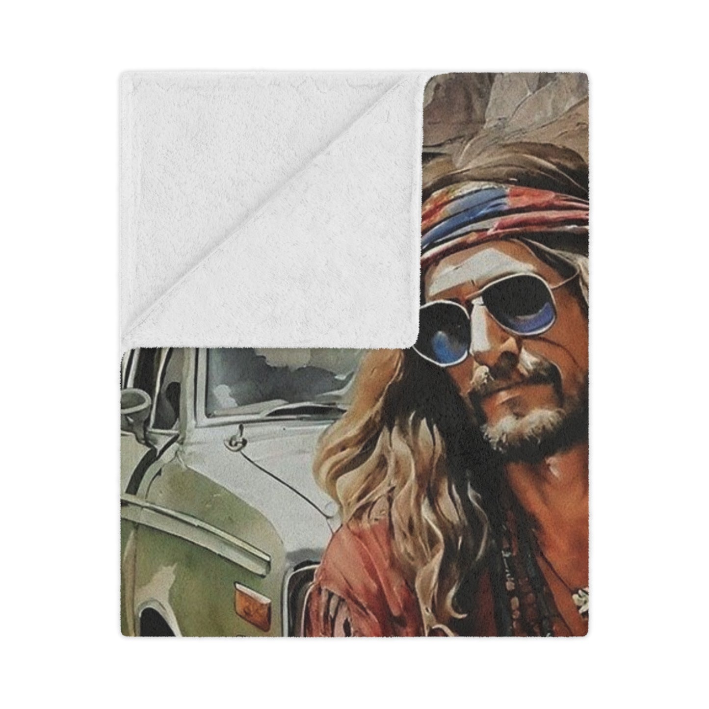 Hippie Road Trip Minky Blanket — Vintage Boho Camper Throw