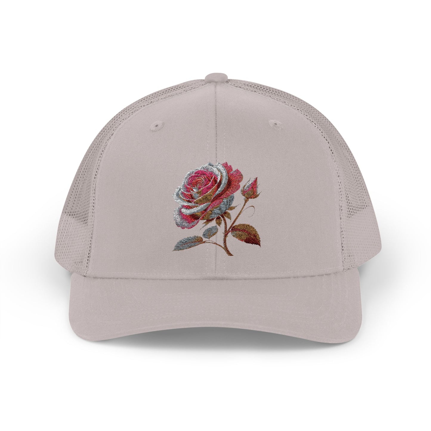 Rose Embellished Snapback Trucker Cap, Casual Hat for Outdoor Events, Gift for Flower Lovers, Stylish Fashion Accessory, Holiday Cap