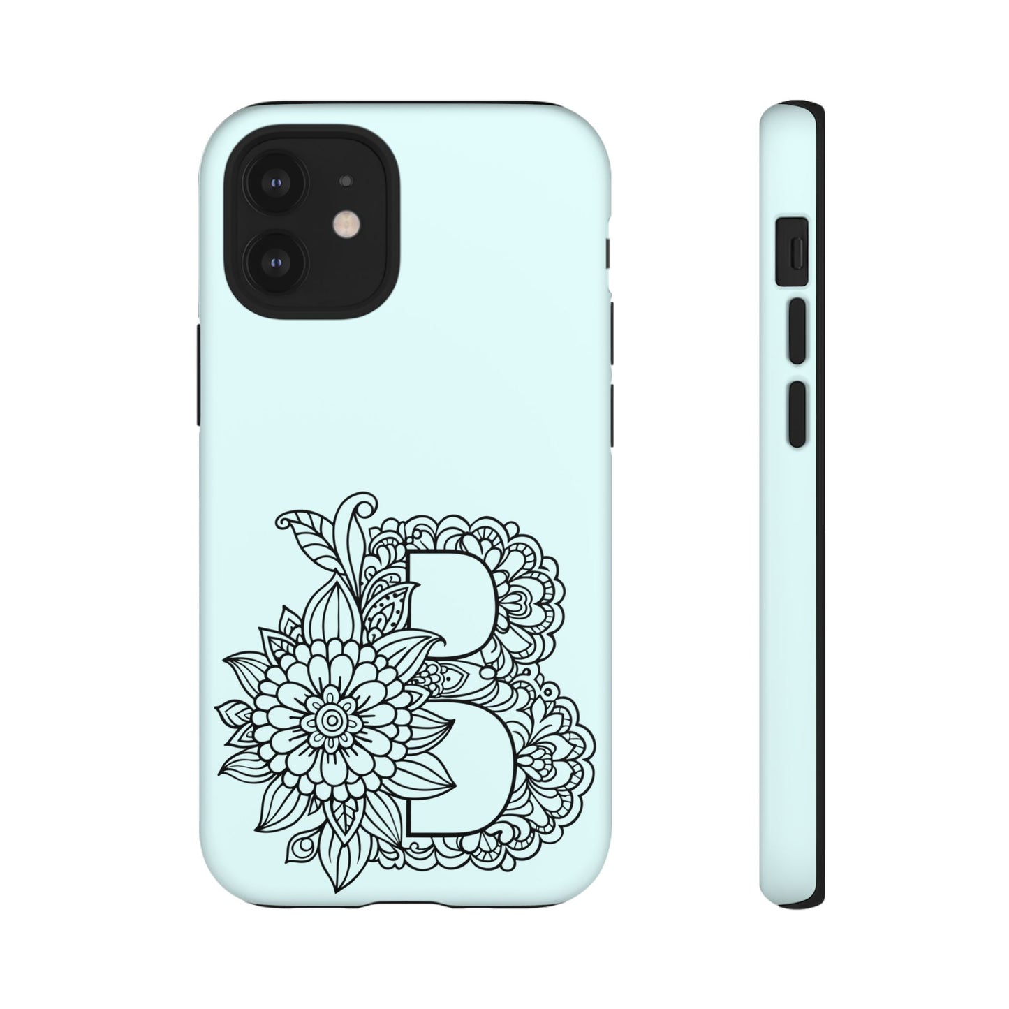 Personalized Tough Phone Case- Letter B, Floral Monogram Cell Phone Cover, Custom Protective Case, Unique Gift, Birthday, Graduation