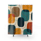 Mid-Century Abstract Shower Curtain — Retro Geometric Bathroom Decor