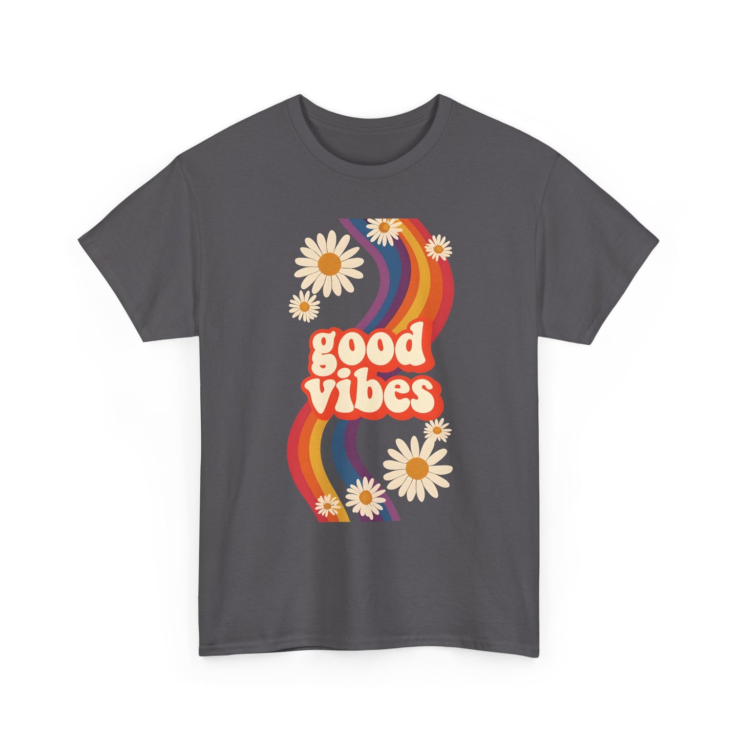 Good Vibes Unisex Heavy Cotton Tee, Retro Graphic T-Shirt, Feel Good Apparel, Summer Outfit, Casual Gift for Friends