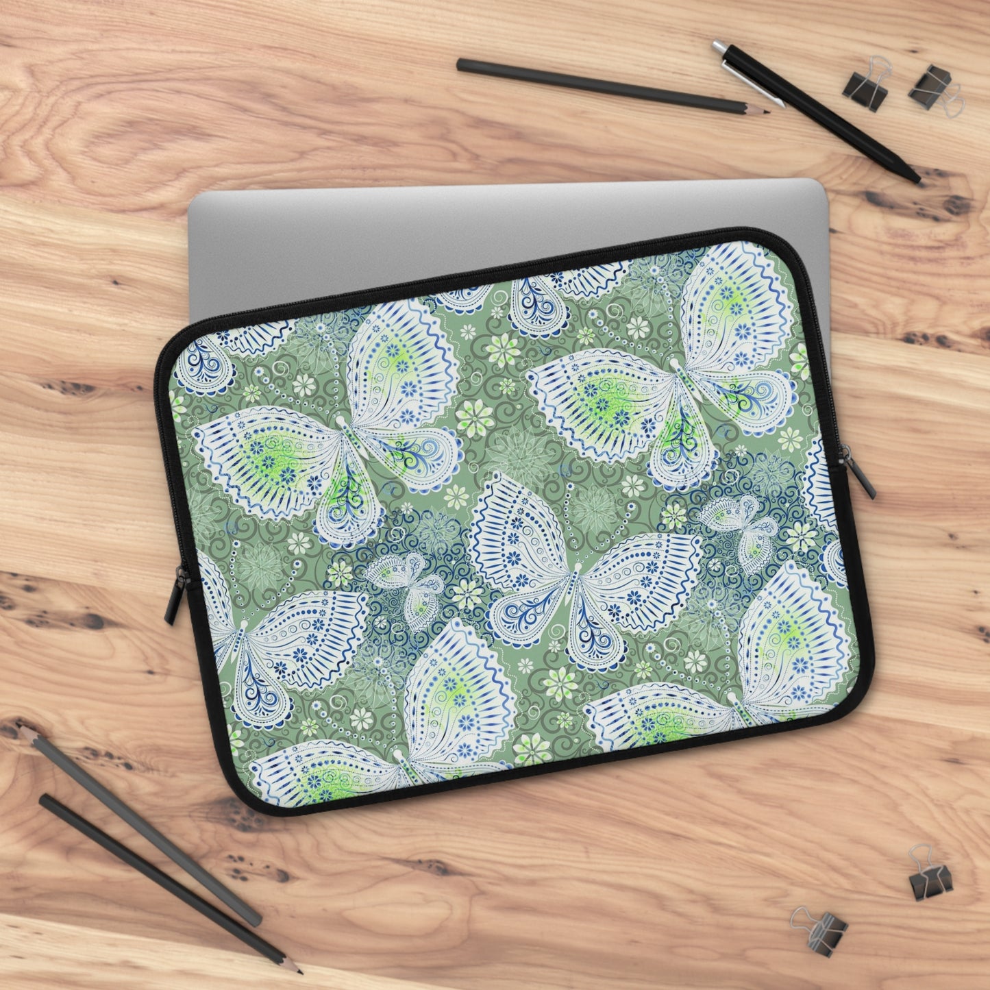 Butterfly Pattern Laptop Sleeve, Eco-Friendly Laptop Case, Computer Bag, Gift for Her, Personalized Tech Accessory