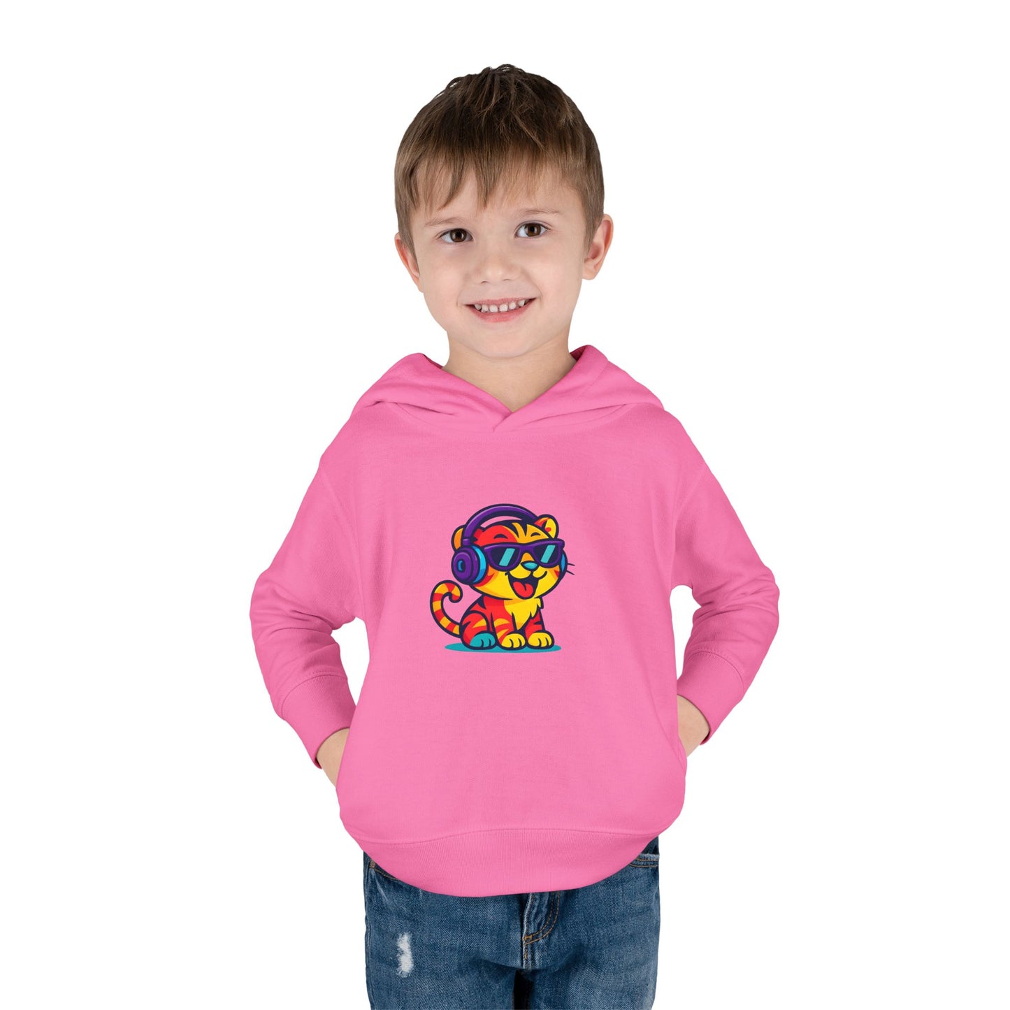Cool Cat Toddler Hoodie - Fleece Pullover with Colorful Lion Design, Kids Clothing, Fun Gift, Casual Wear, Playtime Essentials