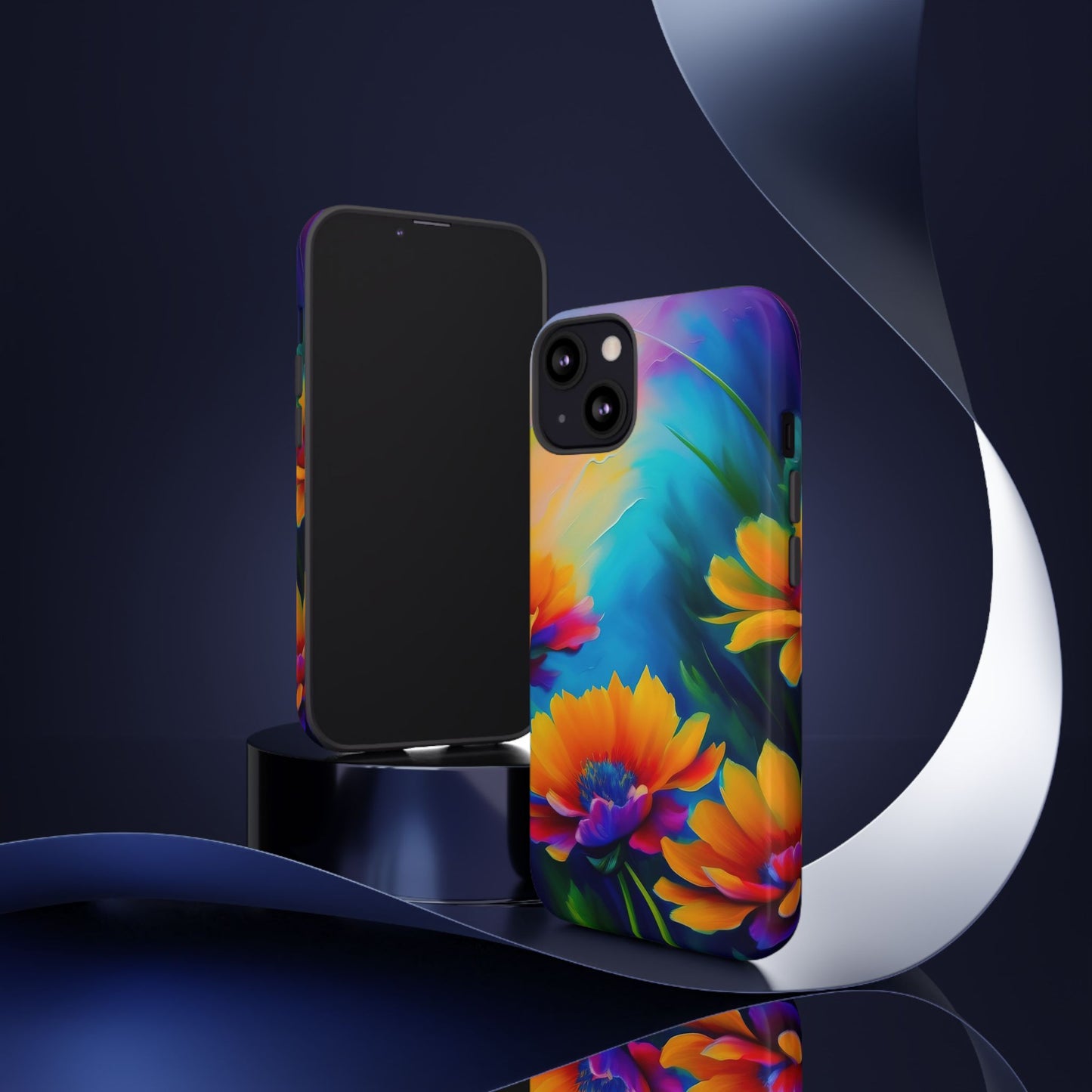 Floral Sunset Tough Phone Case — Vibrant Watercolor Flowers Protective Cover
