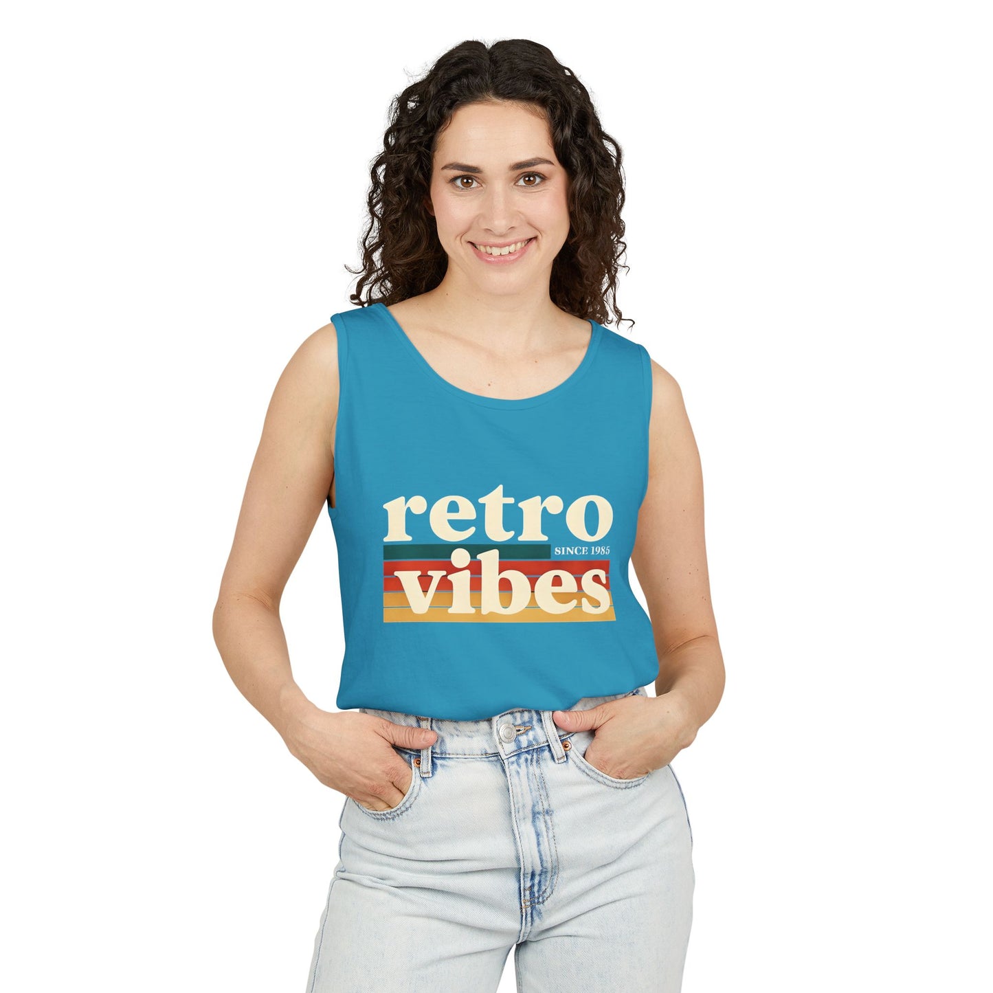Retro Vibes Tank Top - Unisex Summer Apparel, Casual Wear, Beach Attire, Vintage Style, Gift for Friends