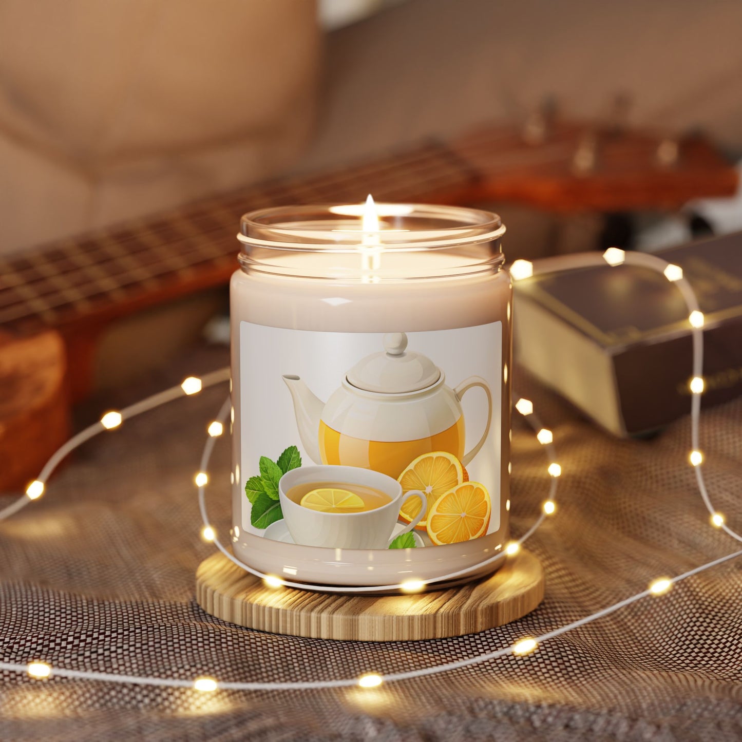 Lemon Tea Soy Candle — 9oz Scented Jar (Fresh Citrus & Herbal Notes)