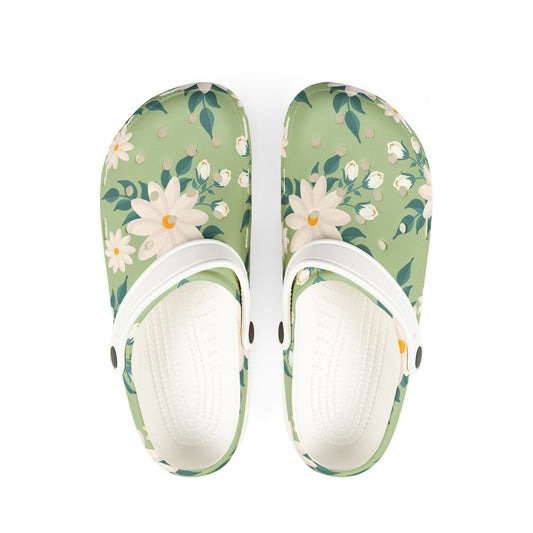 Lightweight Green Daisy Slip‑Ons