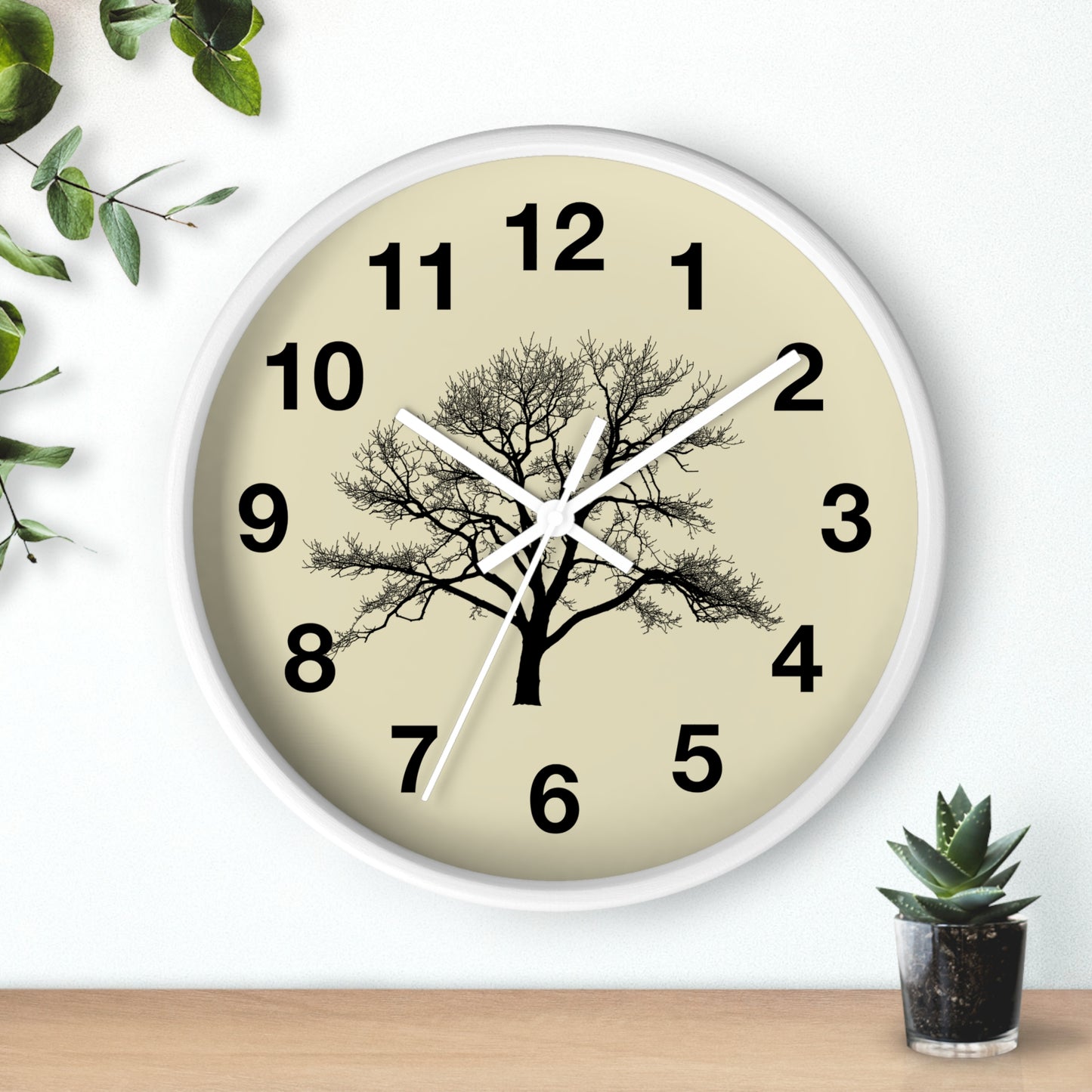 Elegant Tree Silhouette Wall Clock, Home Decor, Nature Lover Gift, Rustic Wall Art, Black and White Clock, Classic Timepiece