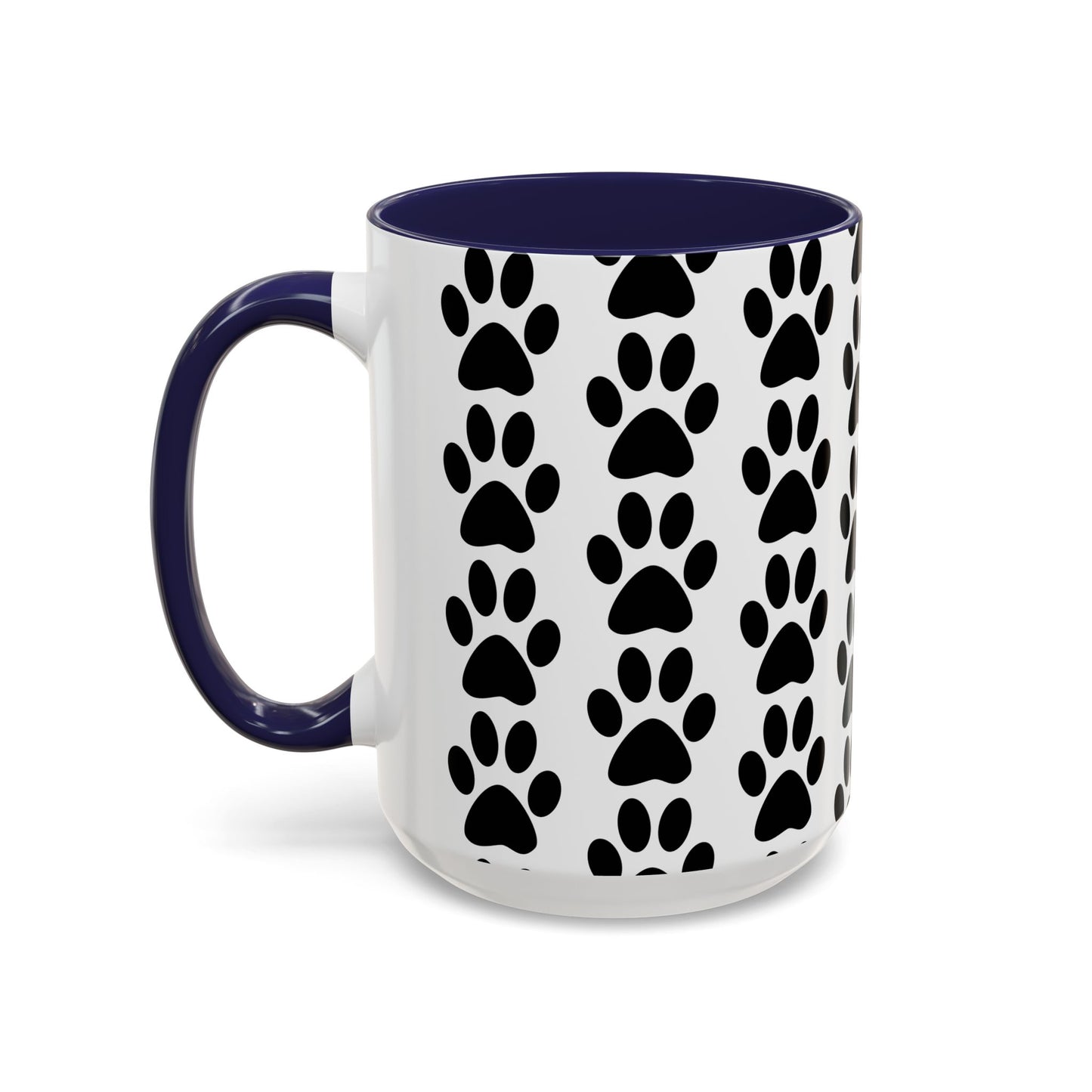 Paw Print Accent Coffee Mug - Dog Lover Gift, Black and White Pet Mug, Cute Animal Decor, Personalized Pet Owner Present, Coffee Tea Cup