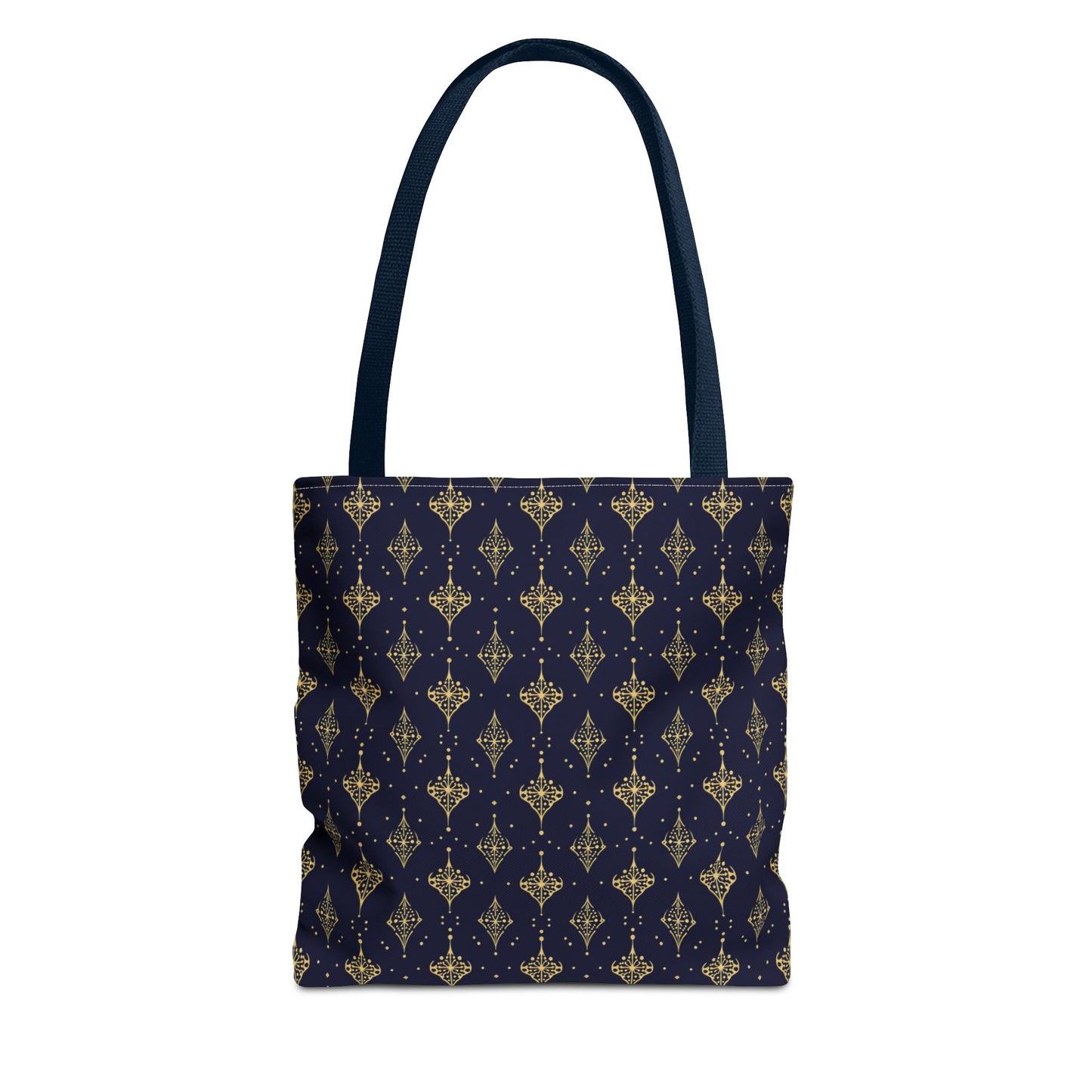 Navy & Gold Art Deco Tote Bag — Elegant Geometric Pattern All-Over Print
