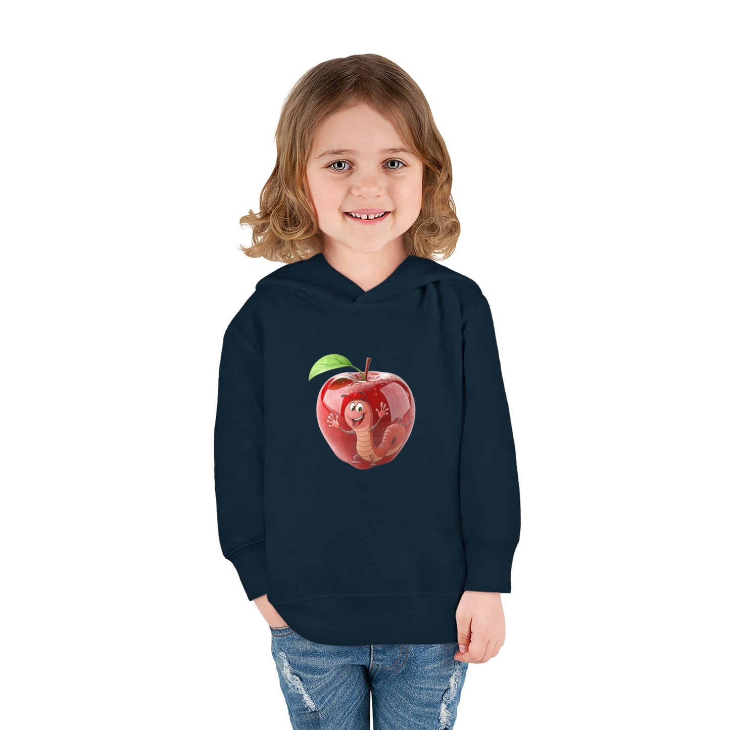 Cute Apple Toddler Pullover Fleece Hoodie - Cozy, Fun, Playful Kidswear, Perfect Gift for Birthdays, Play Dates, or Fall Outings