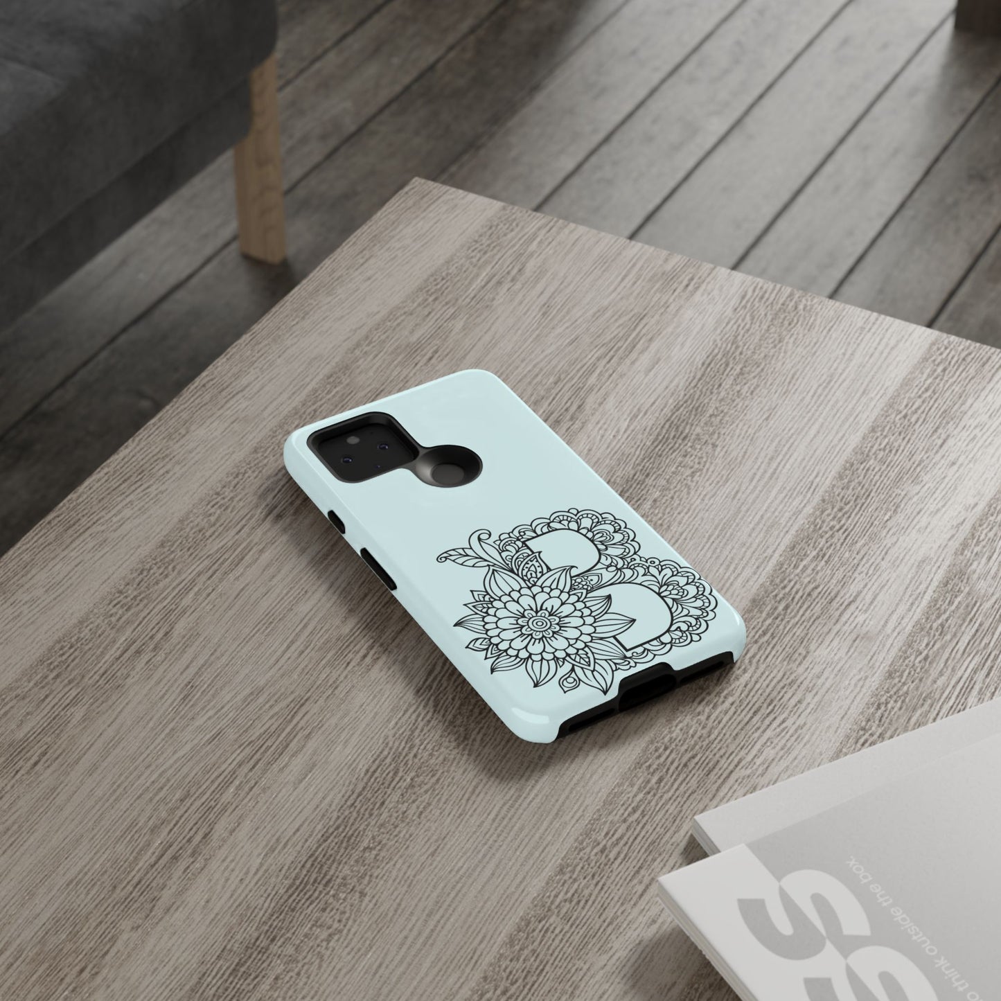 Personalized Tough Phone Case- Letter B, Floral Monogram Cell Phone Cover, Custom Protective Case, Unique Gift, Birthday, Graduation