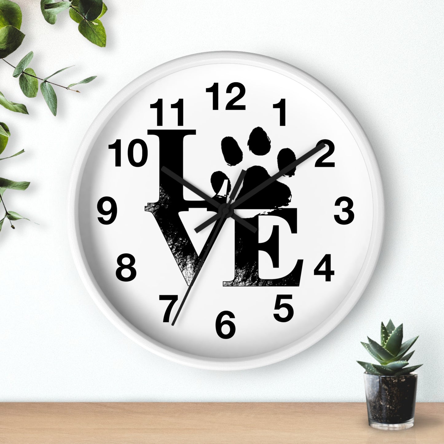 Paw Print Love Wall Clock - Pet Lover Gift, Dog Clock, Cat Decor, Animal Wall Art, Home Decor