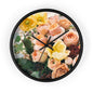 Floral Wall Clock - Elegant Home Decor, Flower Decor, Gift for Flower Lovers