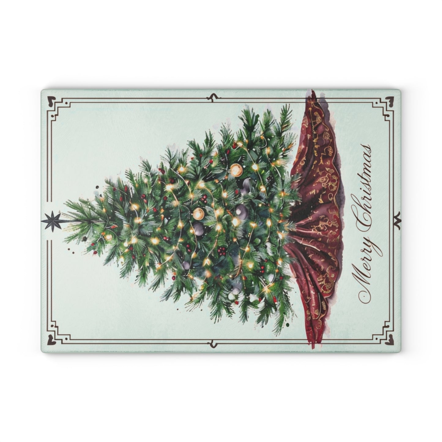 Christmas Tree Glass Cutting Board - Festive Holiday Kitchen Decor