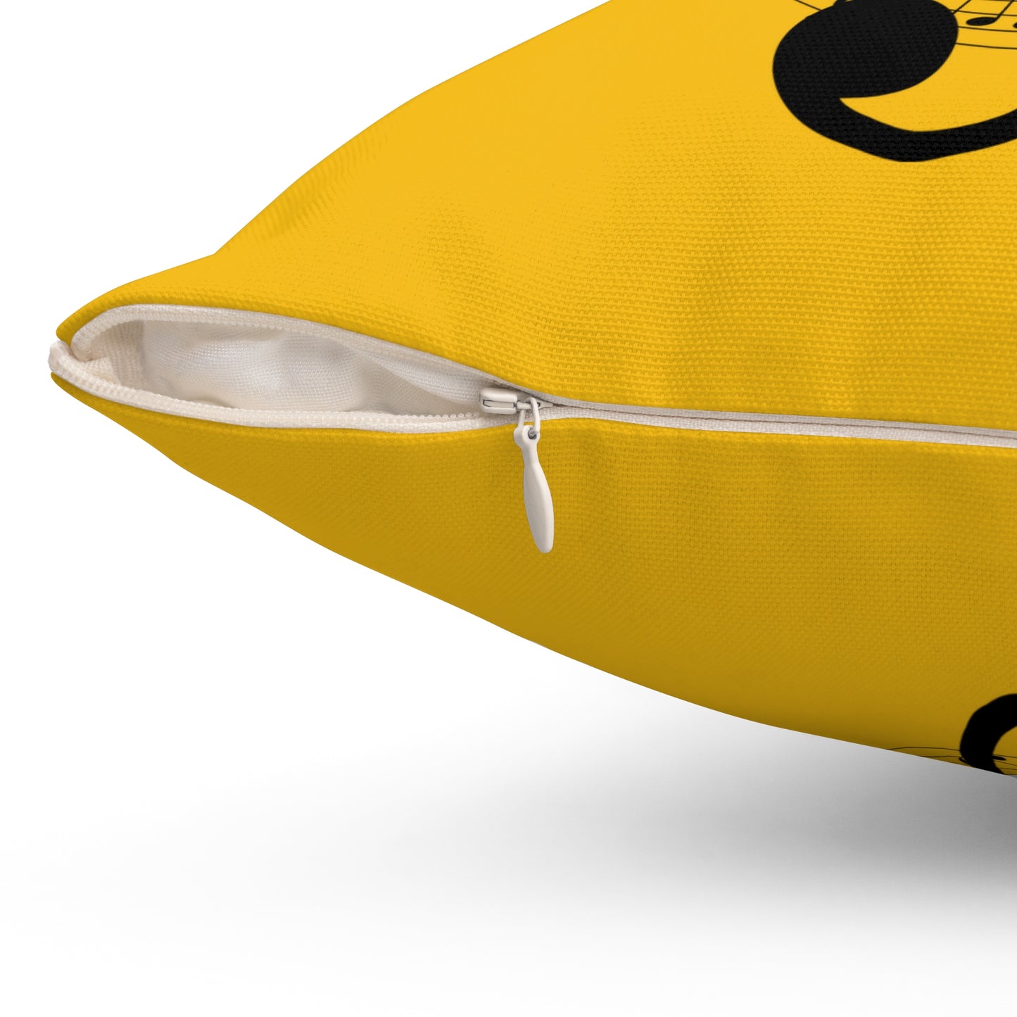 Musical Notes Square Pillow  - Yellow