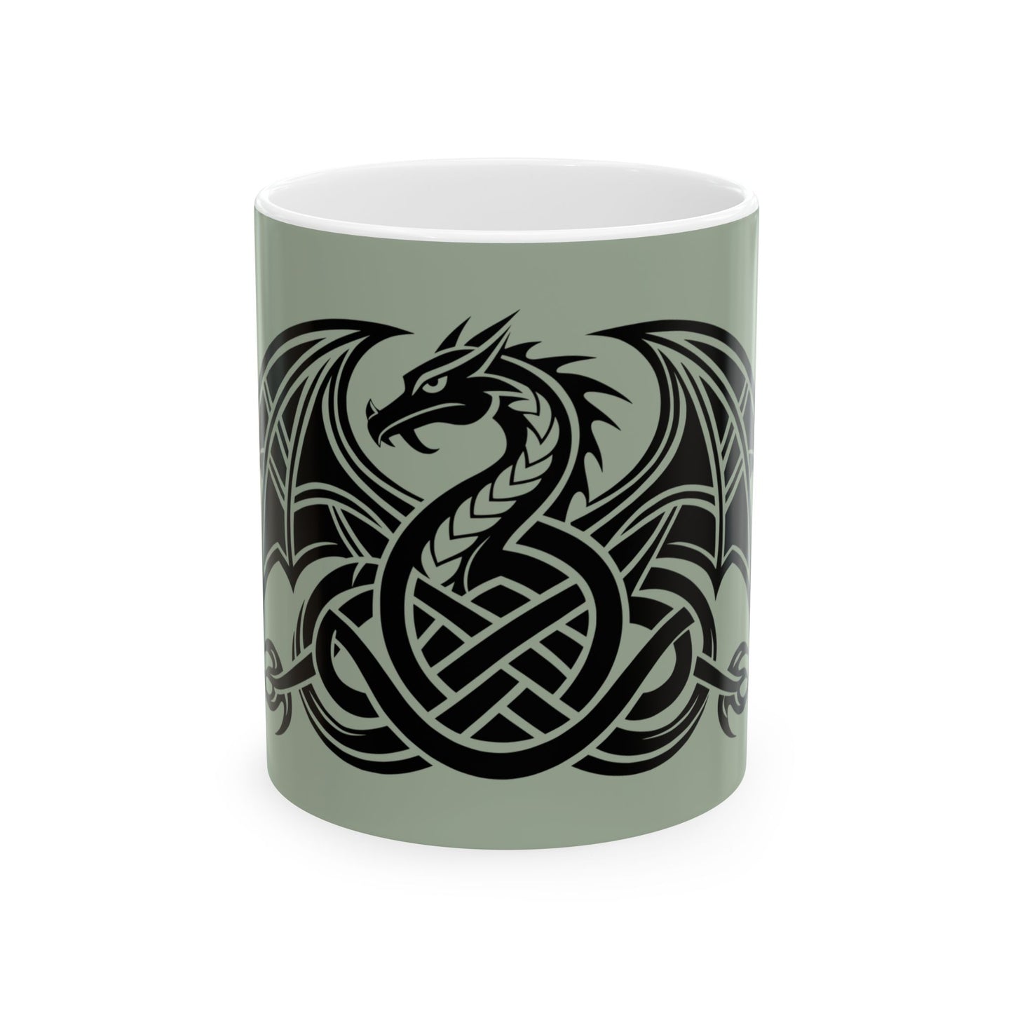 Celtic Dragon Ceramic Mug | 11oz & 15oz | Unique Gift for Dragon Lovers | Perfect for Coffee or Tea, Mythology Enthusiasts, Home Decor