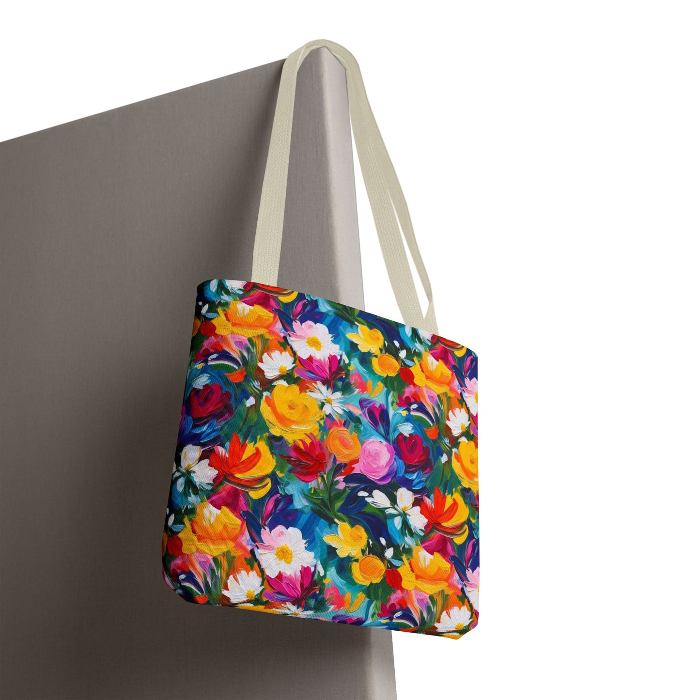 Colorful Floral Tote Bag — Vibrant All-Over Print Shopper