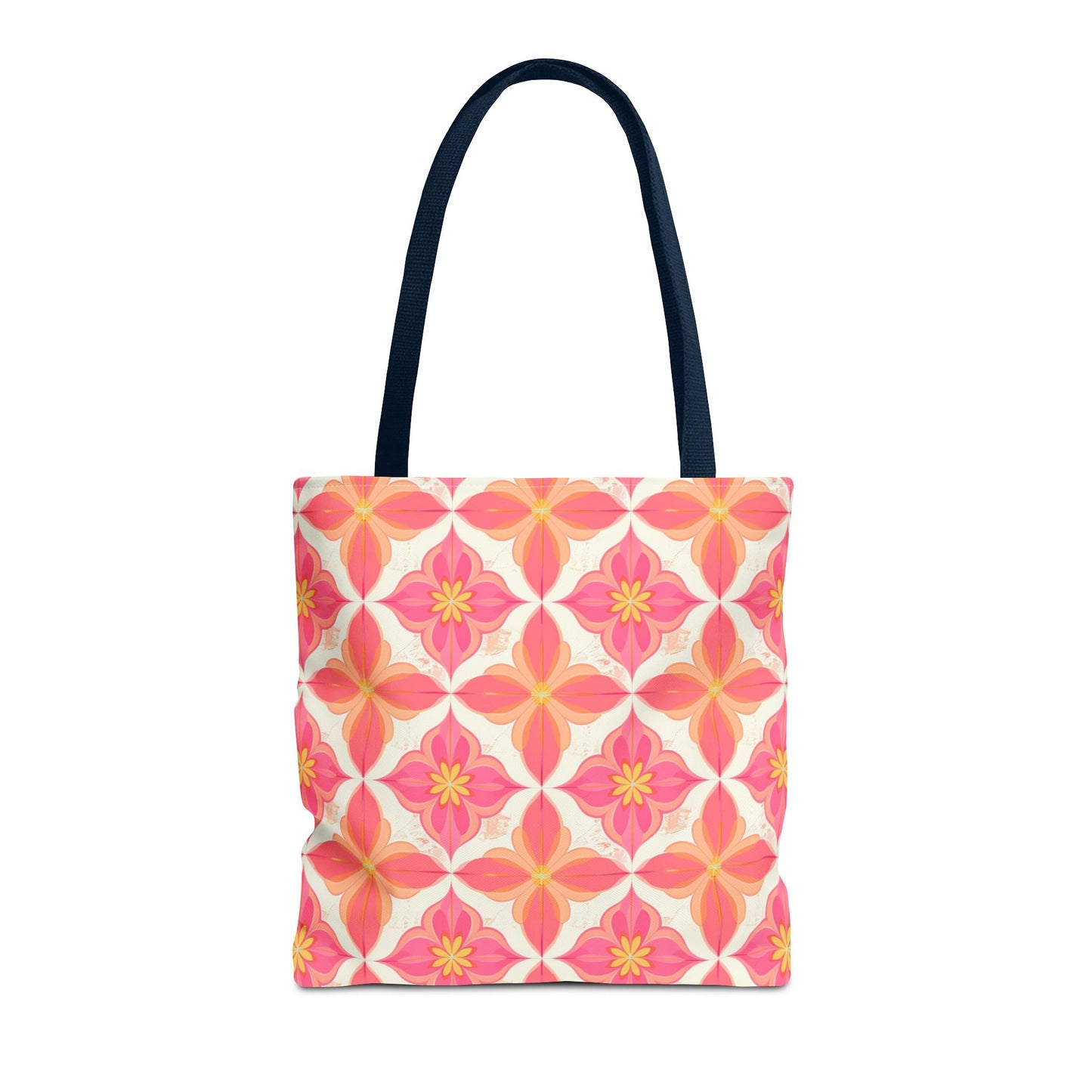 Pink Floral Geometric Tote Bag — All-Over Print Reusable Shopper