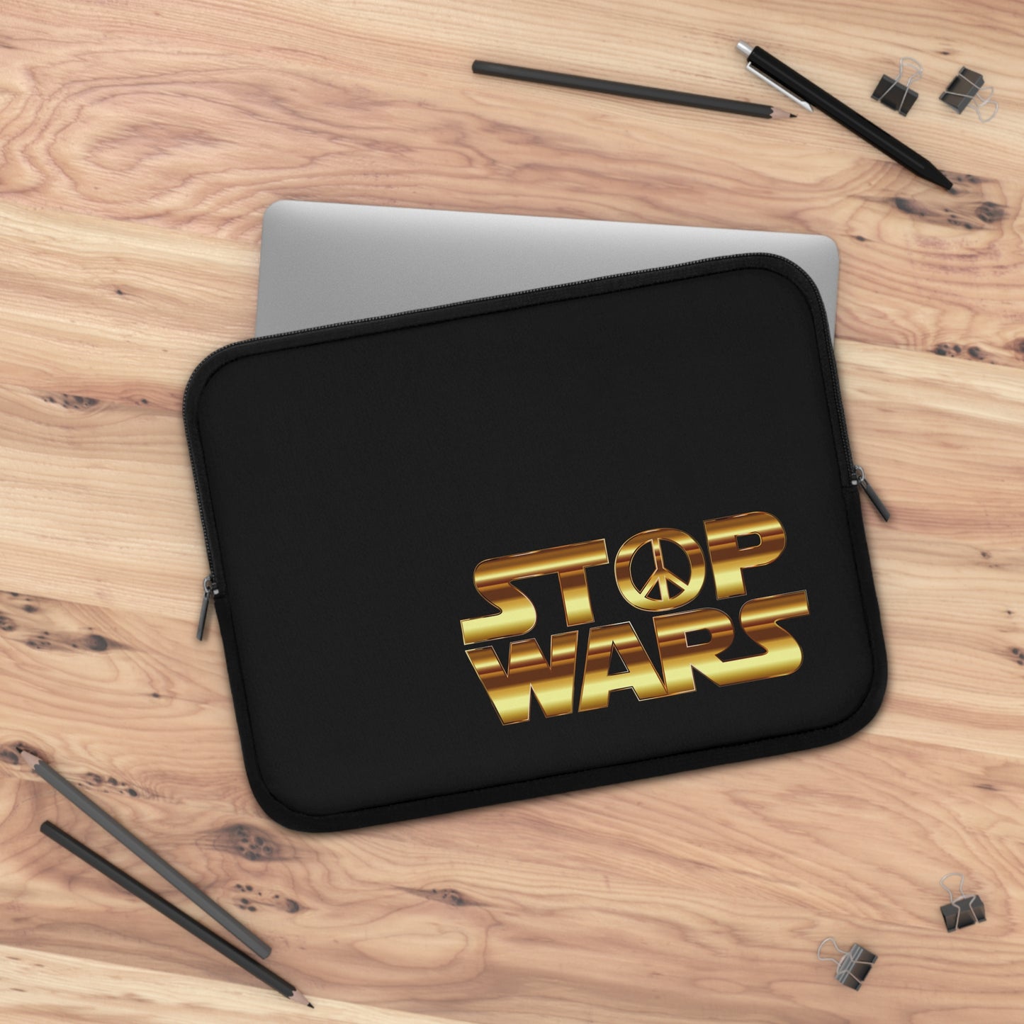 Stop Wars Laptop Sleeve - Stylish Tech Accessory for Peace Lovers, Gift for Students & Professionals, Perfect for Everyday Use, Black Sleeve