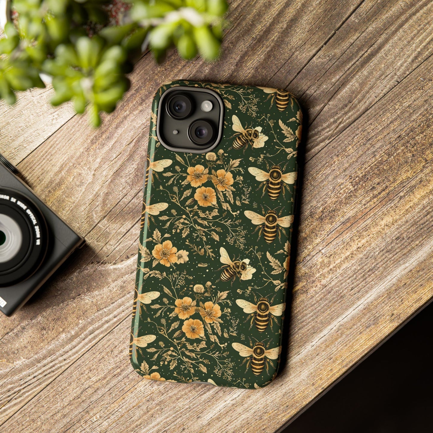 Nature-Inspired Phone Case, Tough Cases for Nature Lovers, Floral Bee Design, Eco-Friendly Gift, Summer Vibes, Trendy Phone Accessory,
