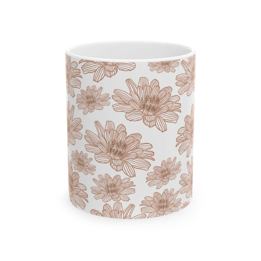 Floral Ceramic Mug, Tea Lover Gift, Coffee Mug, Vintage Style Mug, Housewarming Gift, Wedding Favor