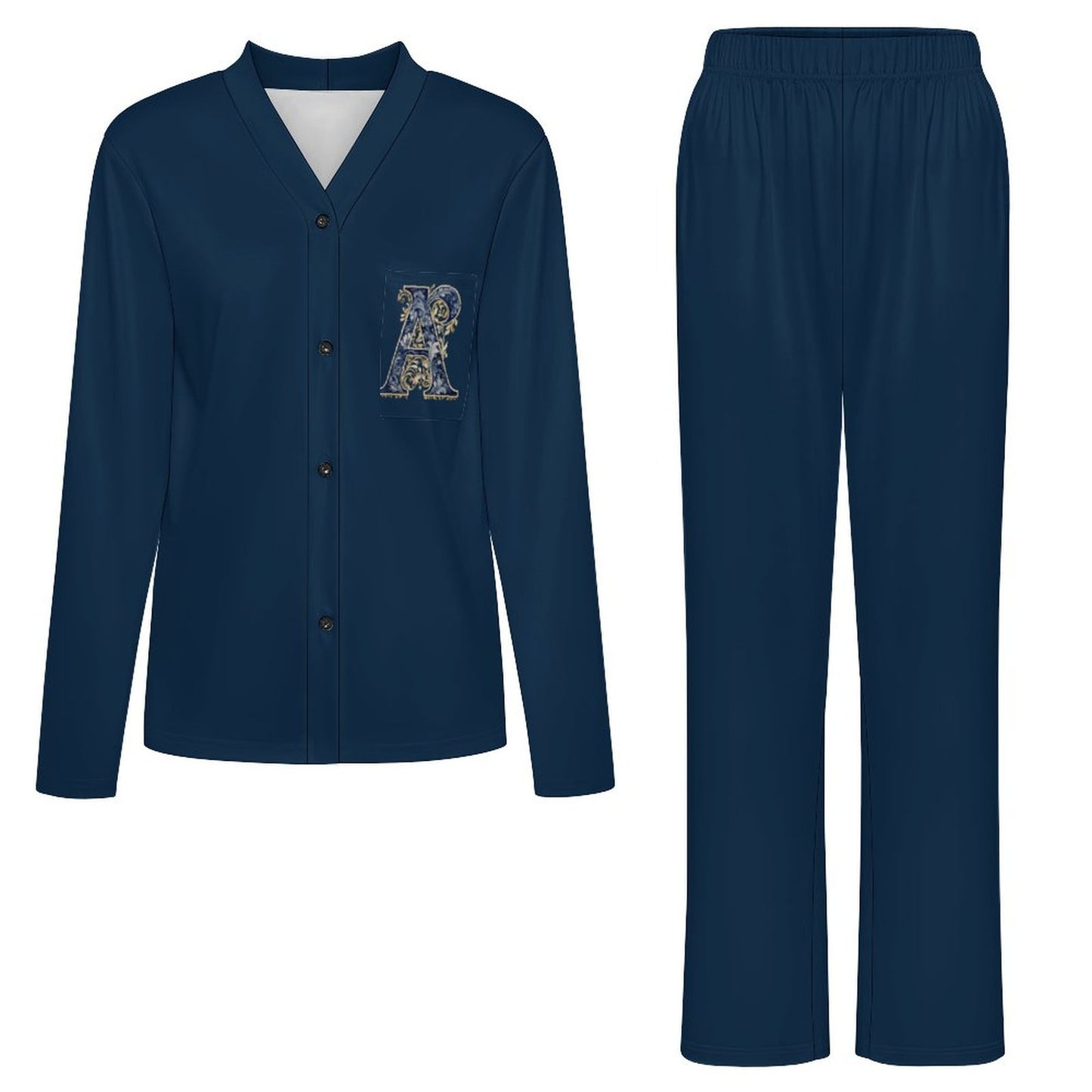 Super Comfy Women's V-Neck Pajama Set Letter A