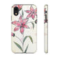Floral Phone Case with Elegant Pink Lilies, Cute Floral Accessories, Phone Protection, Gift for Her, Stylish Cell Phone Cover