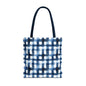 Blue Watercolor Plaid Tote Bag — Navy Check Pattern All-Over Print