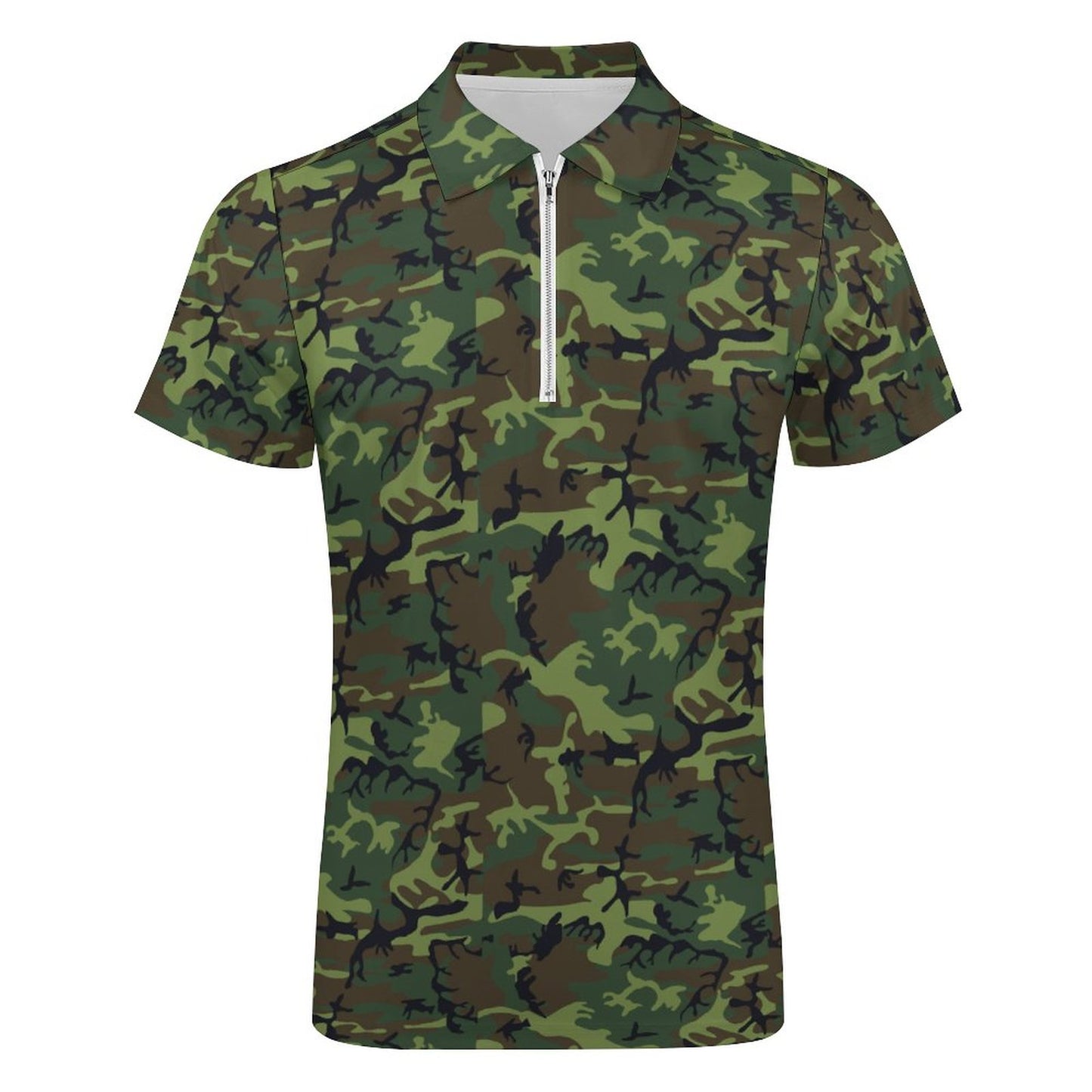 Cotton Zip Short Sleeve POLO Shirt for Men