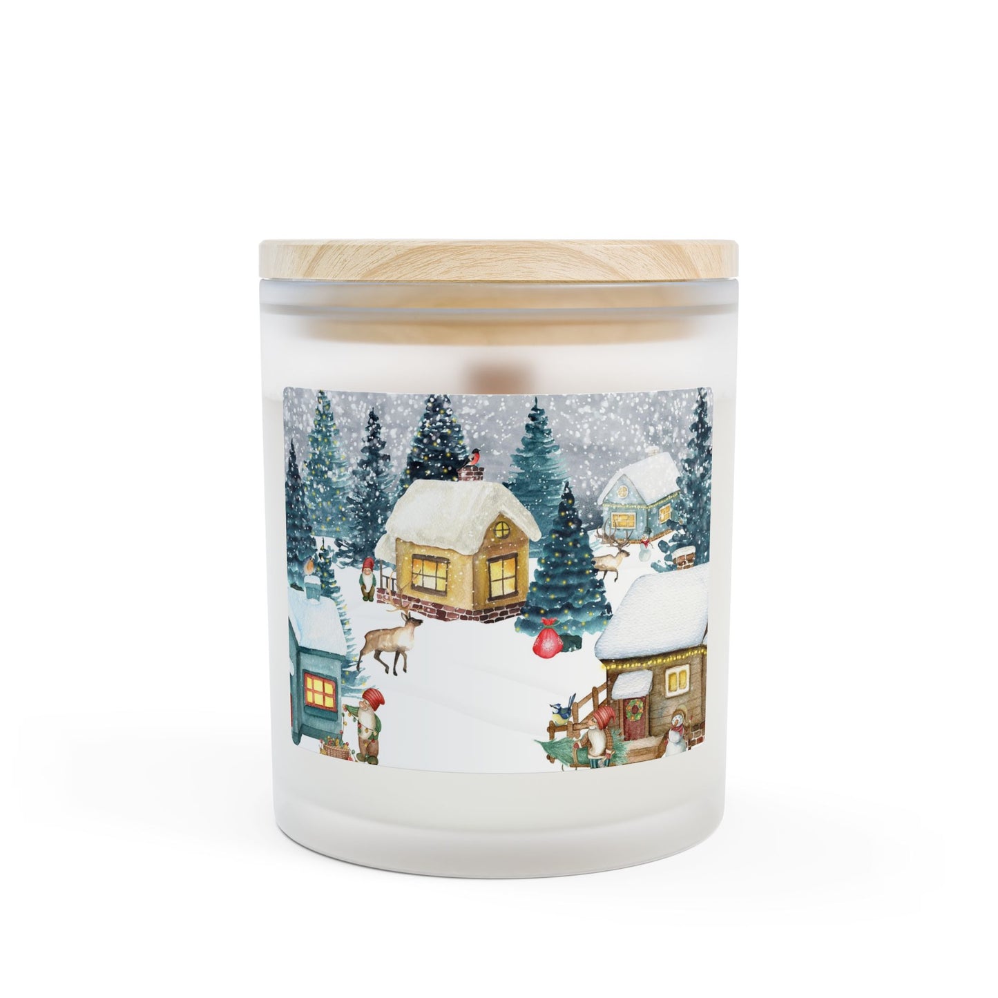 Cozy Winter Candle, Holiday Candle, Rustic Home Decor, Gift for Her, Winter Wonderland Decor, Candle for Christmas, Frosted Glass Candle