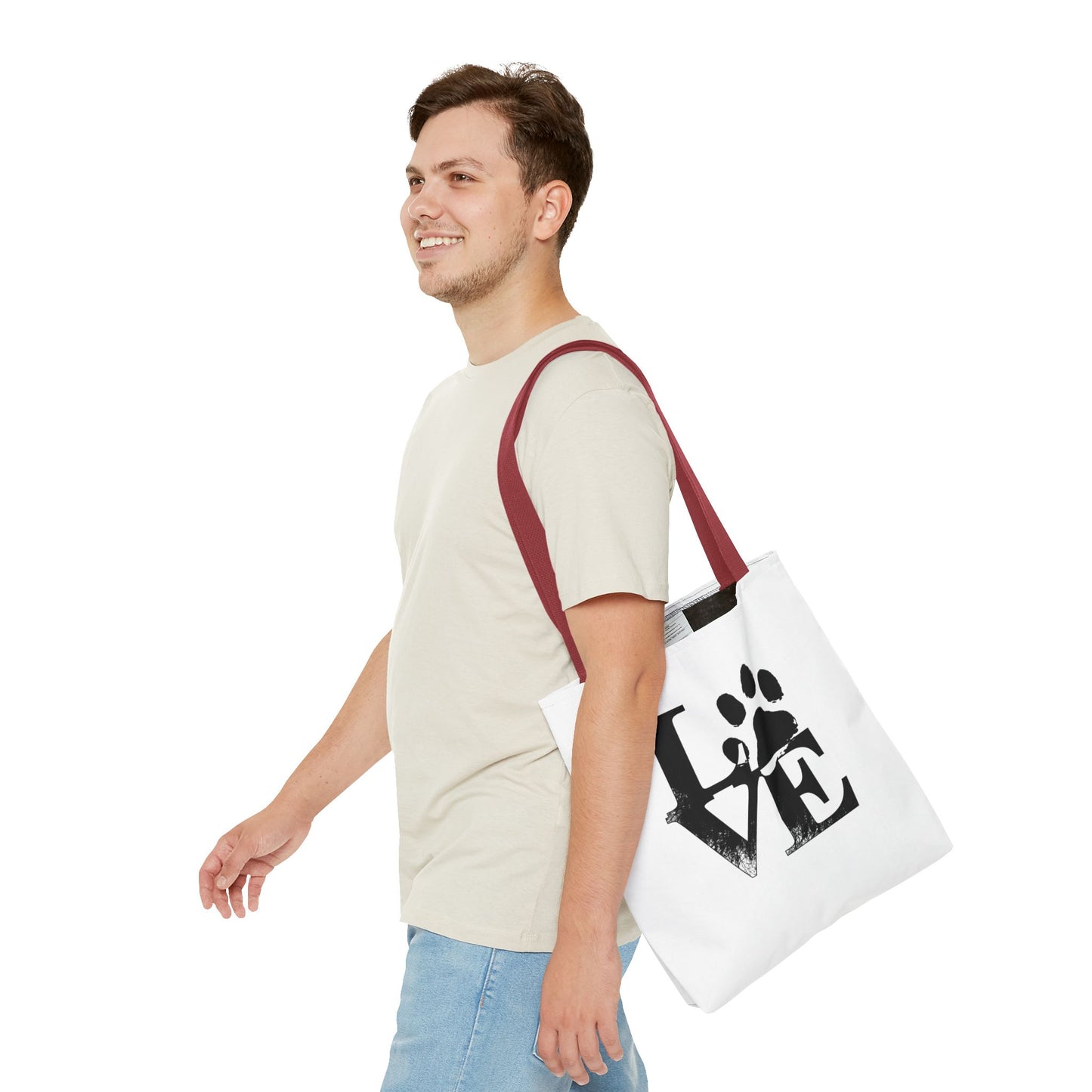Love Paw Print Tote Bag, Pet Lover's Gift, Eco-Friendly Shopping Bag, Animal Rescue Fundraiser, Personalized Pet Tote