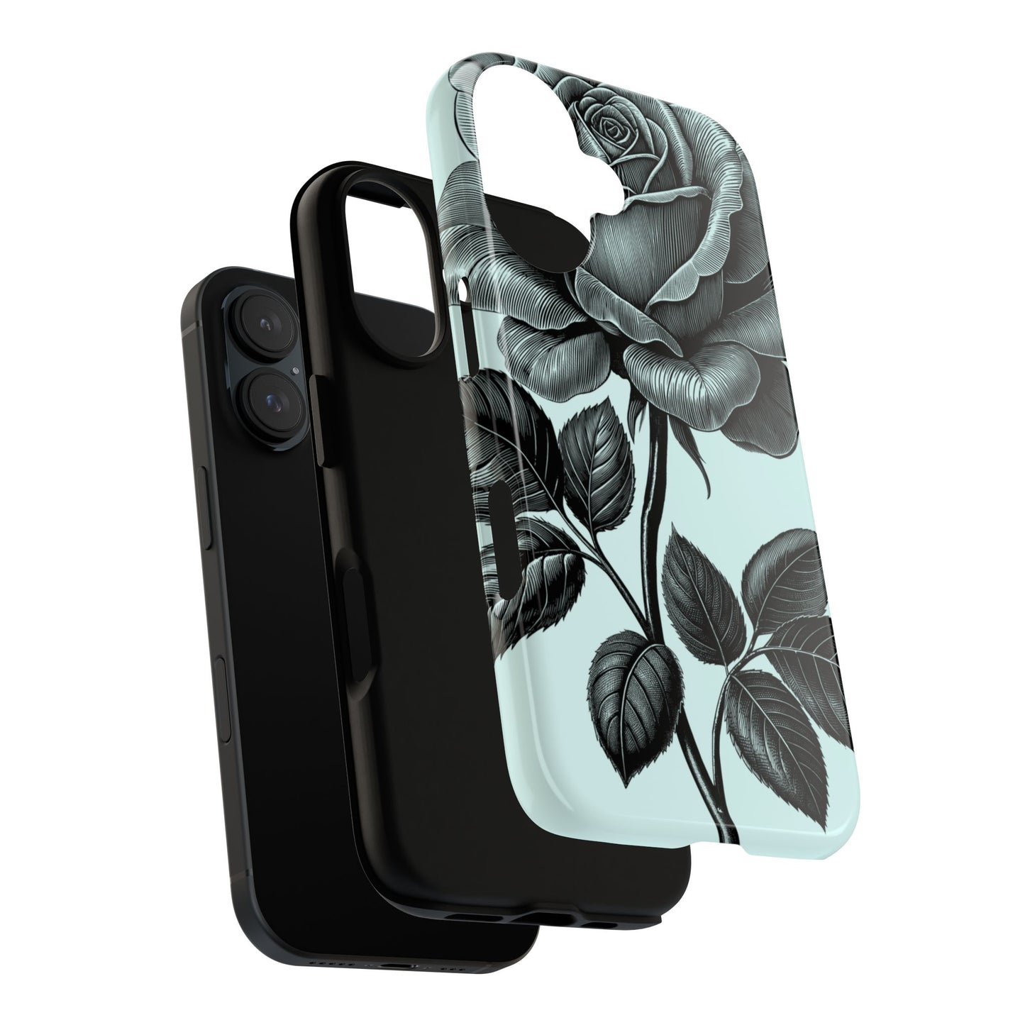 Elegant Floral Phone Case, Tough Cases for iPhones, Black Rose Design, Gift for Her, Stylish Phone Cover, Birthday Gifts