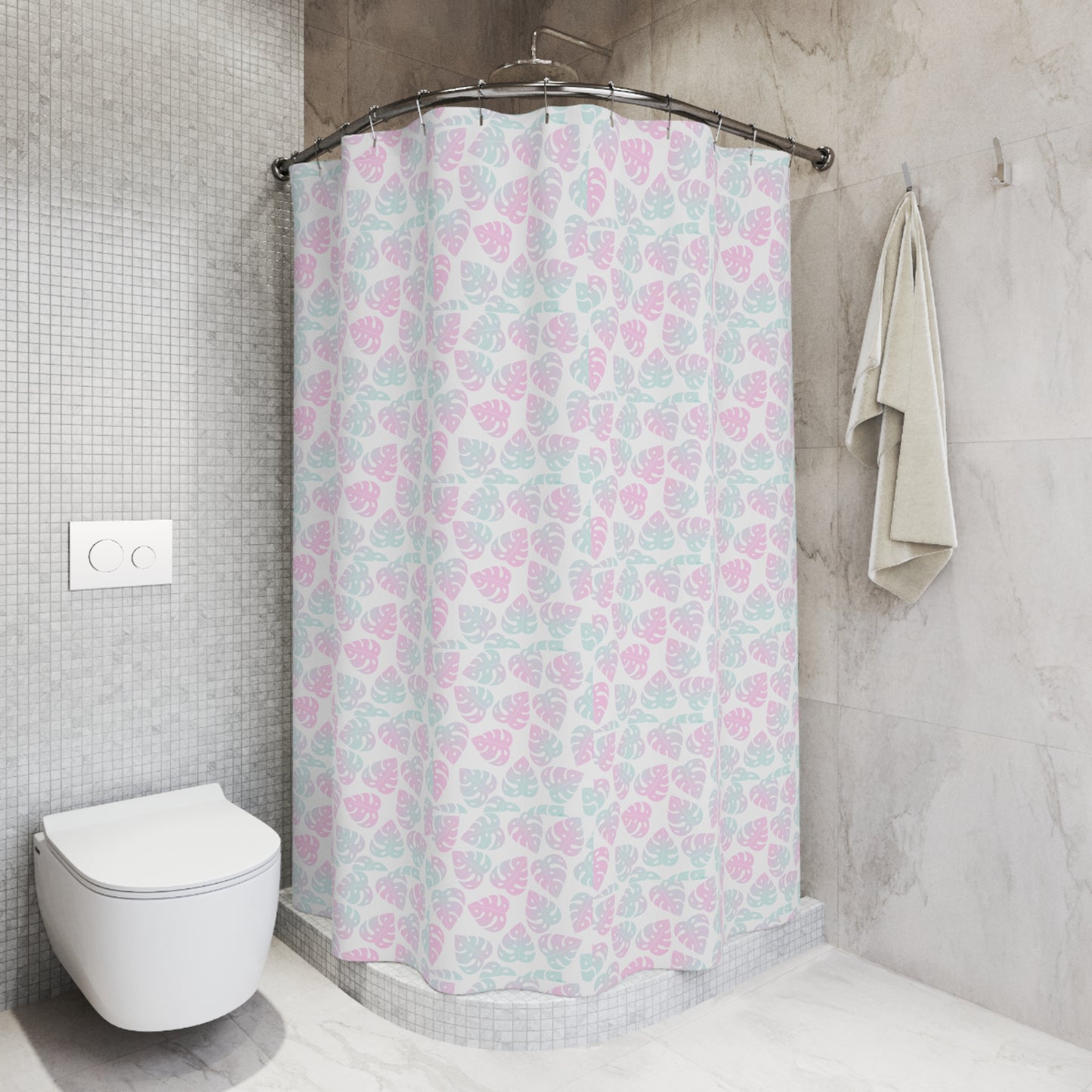 Tropical Leaf Shower Curtain, Bathroom Decor, Boho Style, Home Aesthetic, Gift for Housewarming, Summer Vibes