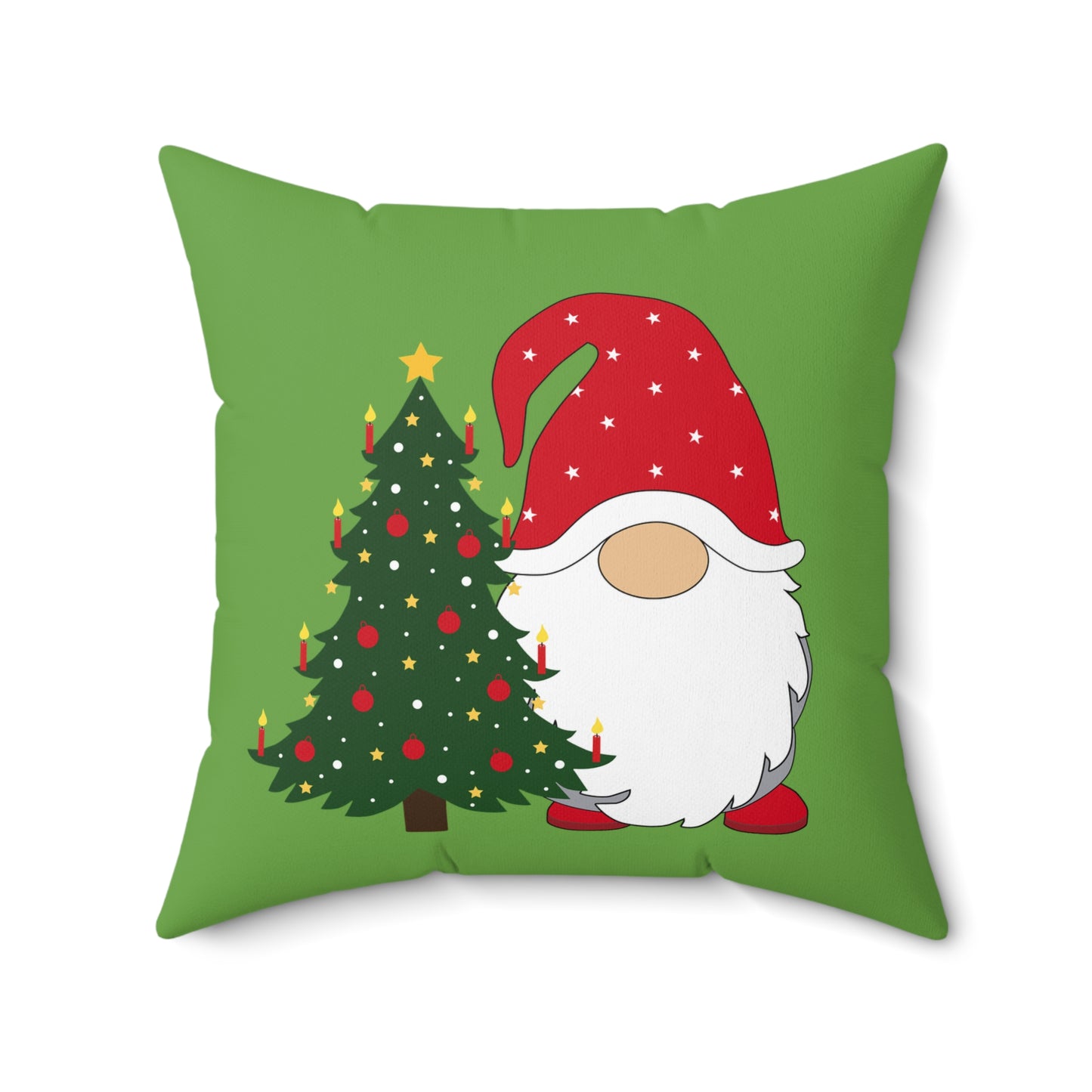 Christmas Gnome Pillow with Decorated Tree - Festive Holiday Throw Pillow