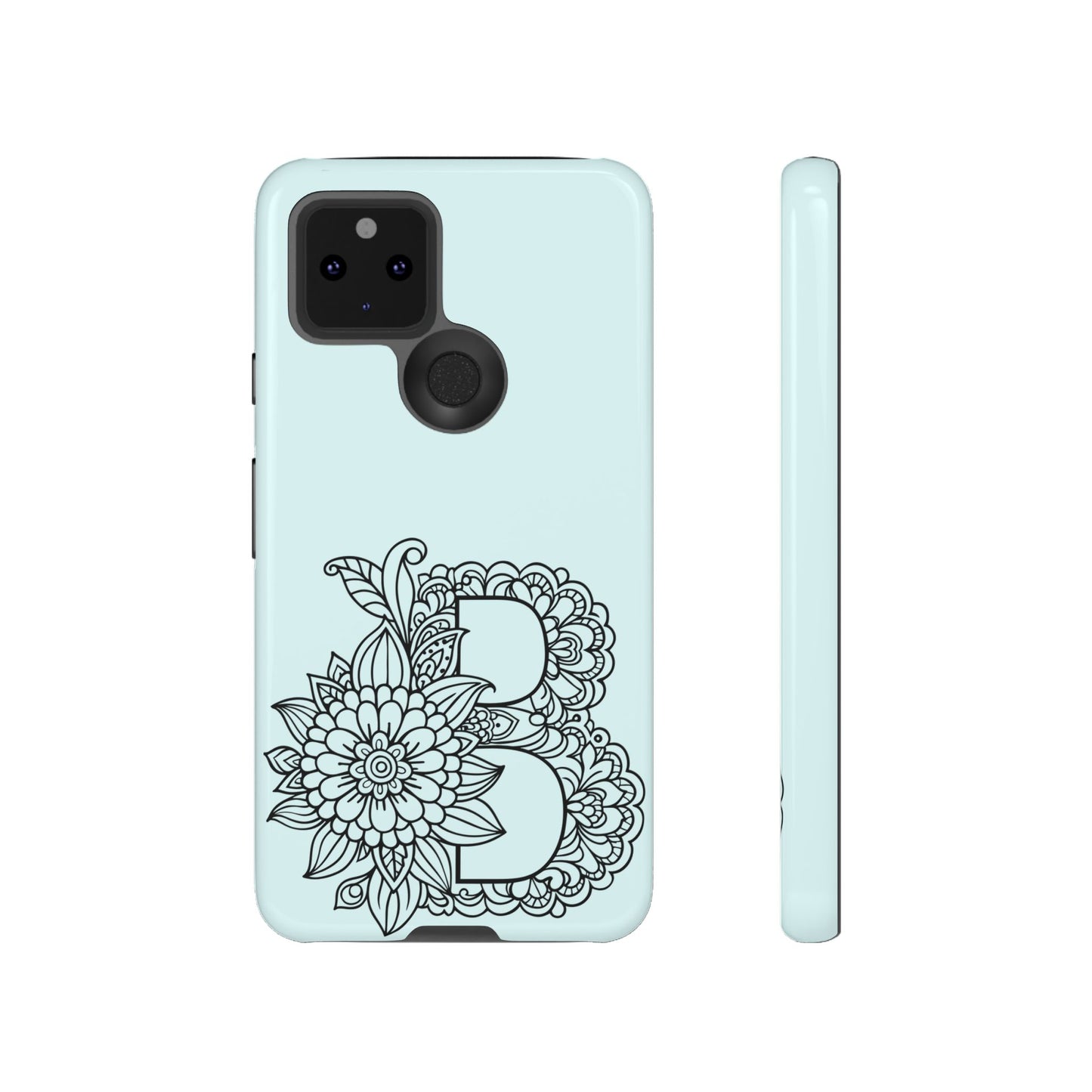 Personalized Tough Phone Case- Letter B, Floral Monogram Cell Phone Cover, Custom Protective Case, Unique Gift, Birthday, Graduation
