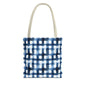 Blue Watercolor Plaid Tote Bag — Navy Check Pattern All-Over Print