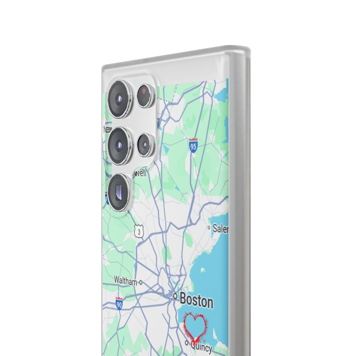 Boston Map Flexi Case for iPhone, Custom Location Phone Case, Unique Gift, Boston Heart Design, Travel Lover Accessory