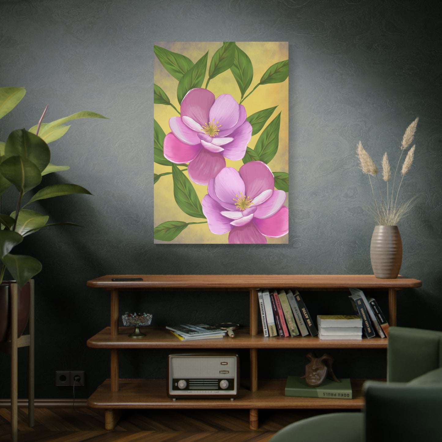 Matte Canvas, Stretched, 1.25" Tulips Pink and Purple Flowers