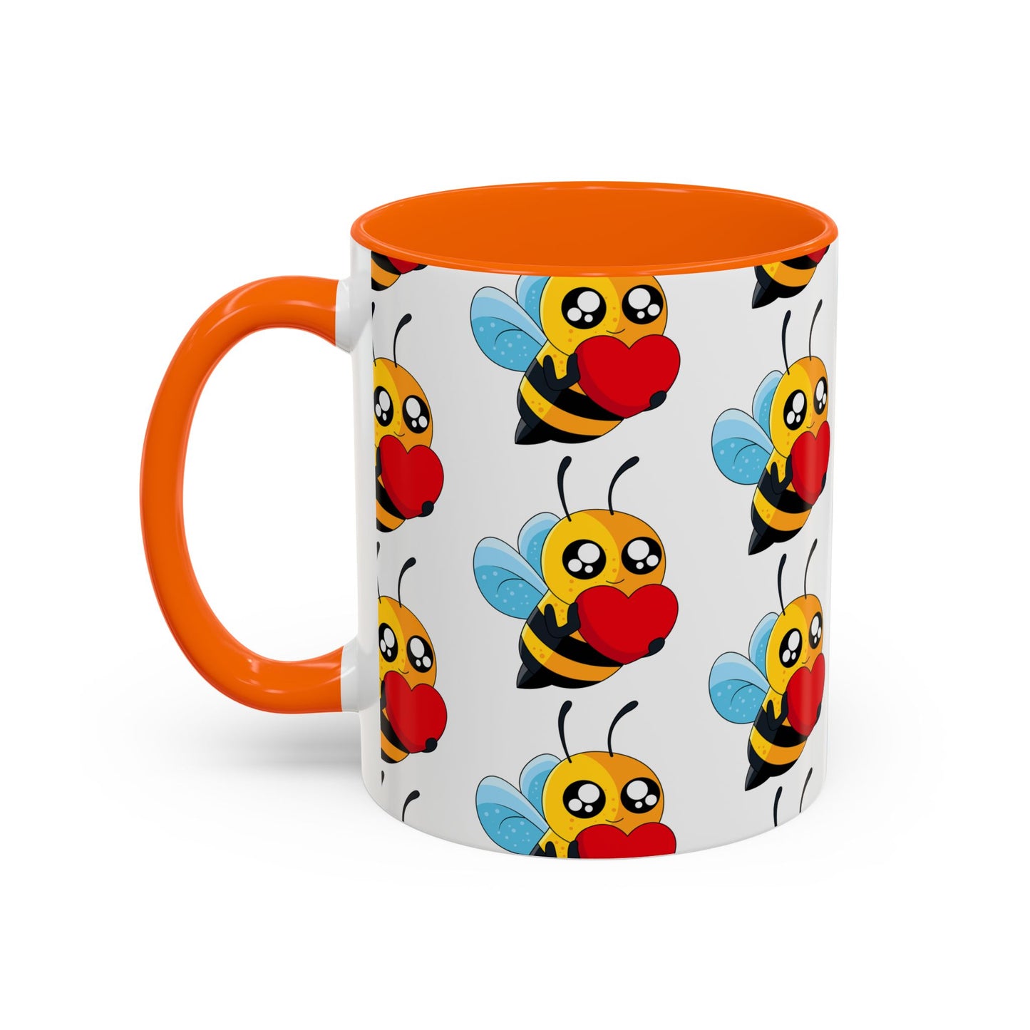 Cute Bee Love Accent Coffee Mug,  Cute Floral Mug, Cheerful Bee Design