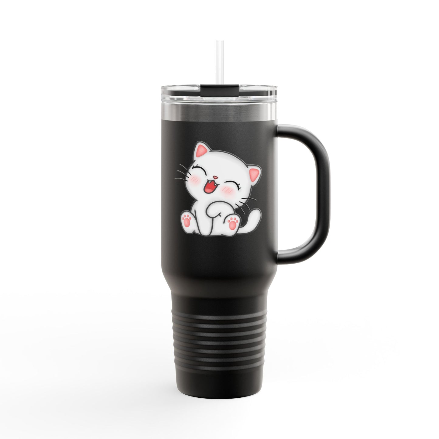 Cute Cat Insulated Travel Mug, 40oz | Funny Coffee Mug for Cat Lovers, Animal Lover Gift, Travel Tumbler, Pet Themed Drinkware