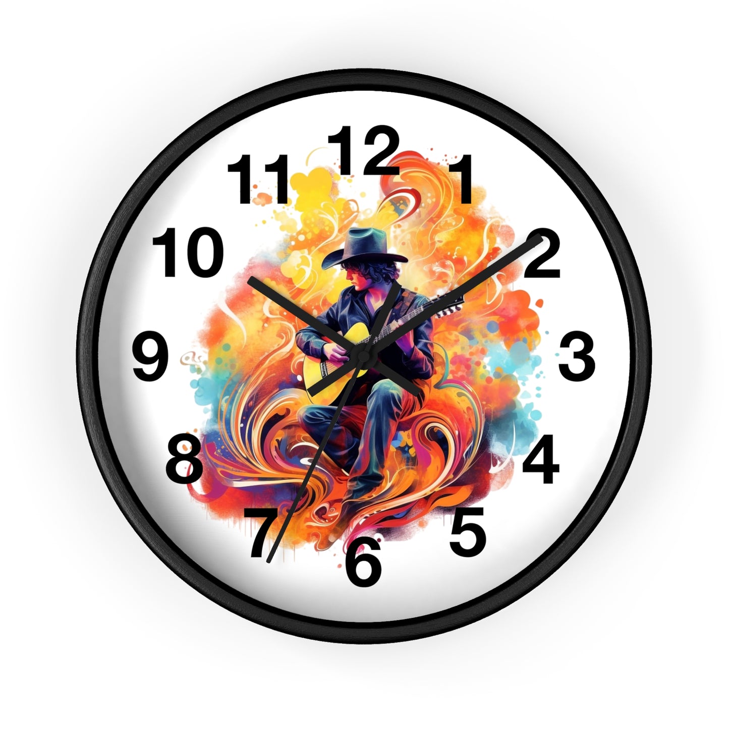 Guitarist Art Wall Clock — Colorful Blues Music Decor
