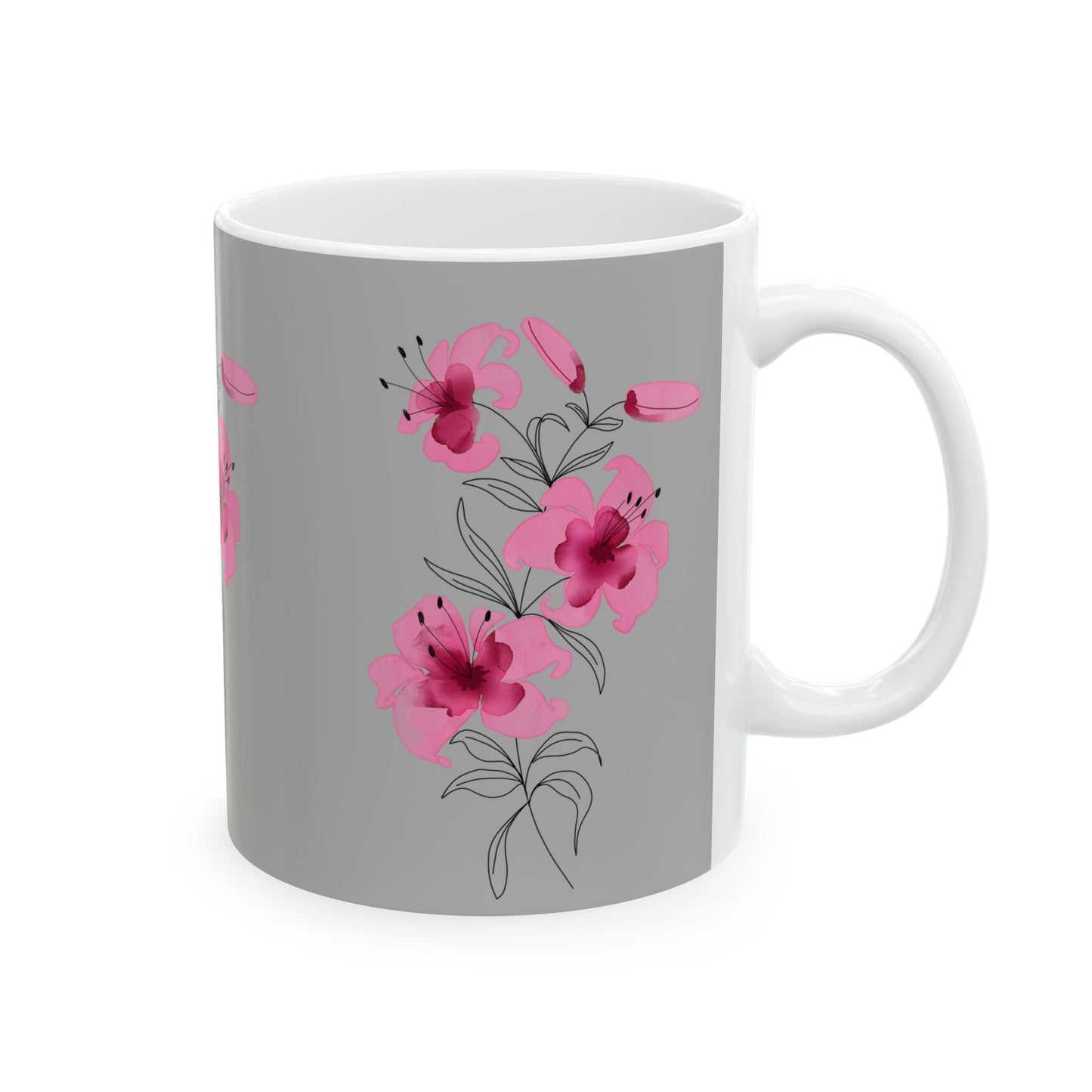 Floral Ceramic Mug - 11oz & 15oz, Cute Gift for Her, Coffee Tea Cup, Floral Decor, Home Office Accessory, Birthday, Mother's Day