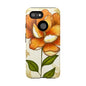Floral Phone Case with Orange Flower Design, Tough Phone Cover, Floral Gift, Stylish Tech Accessory, Nature Lovers, Spring Vibes